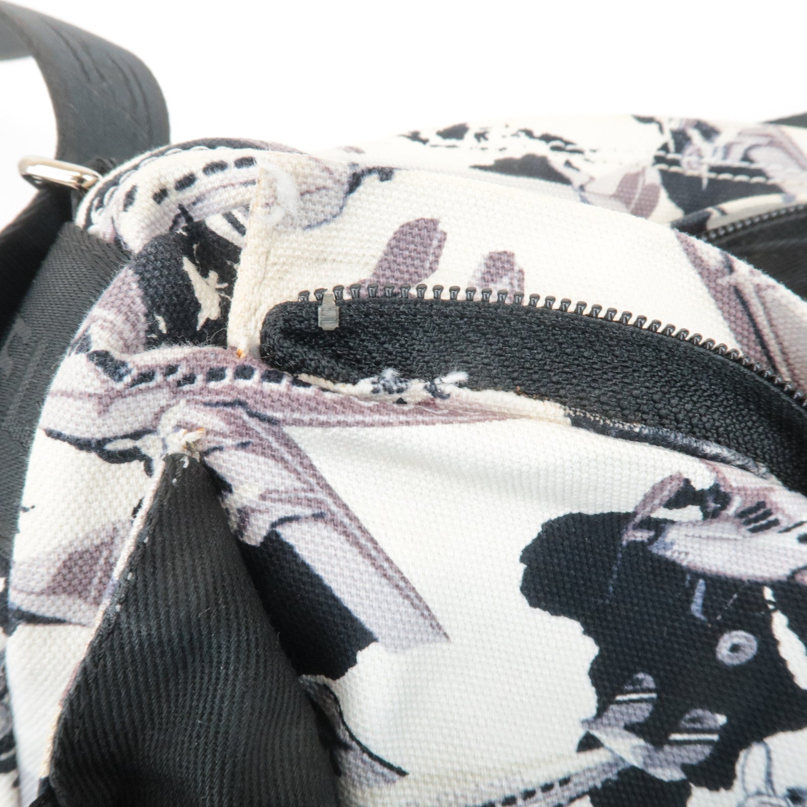 CHANEL Airline Canvas Leather Shoulder Bag Airplane Pattern Used