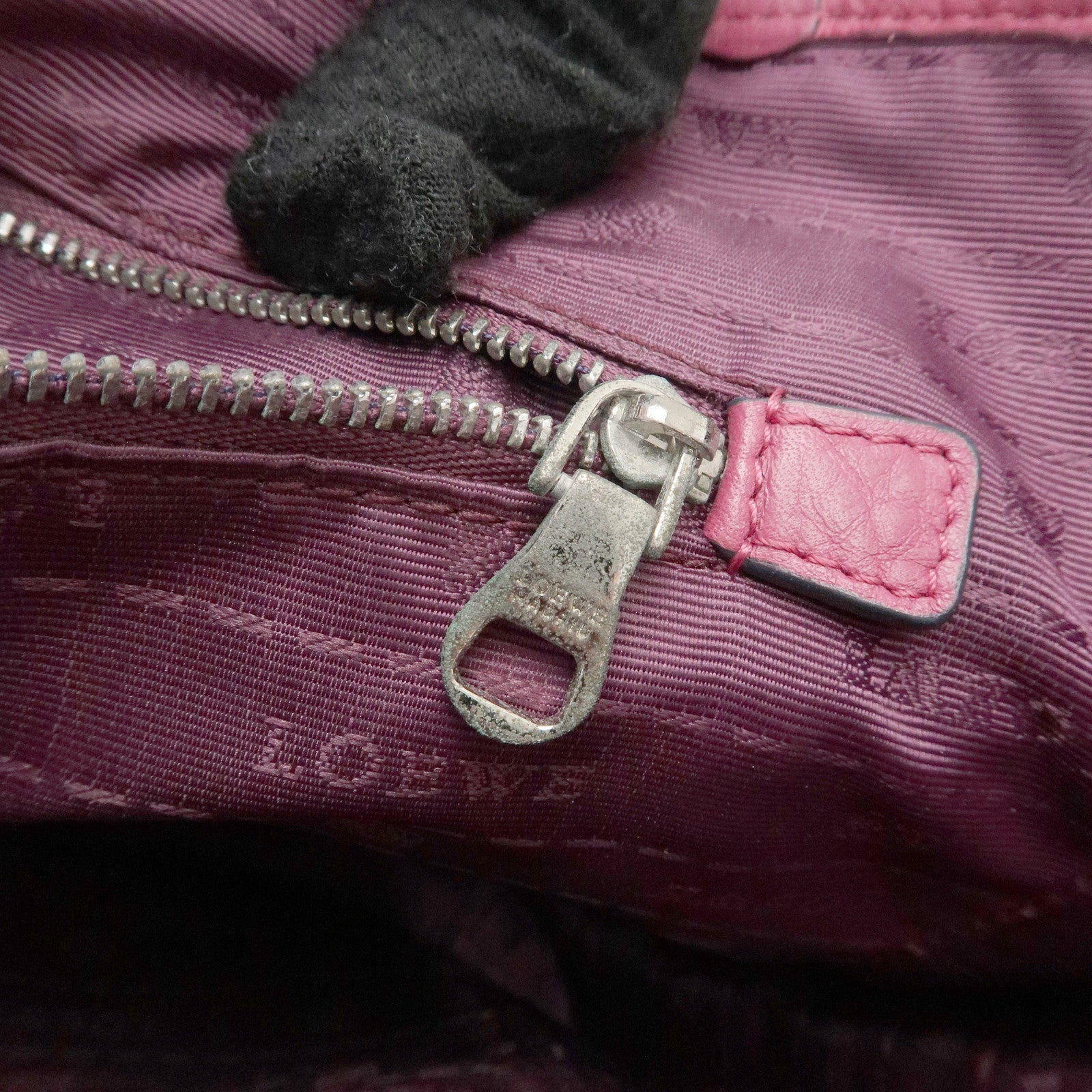 LOEWE Leather Tote Bag Hand Bag Shoulder Bag Medium Pink Used