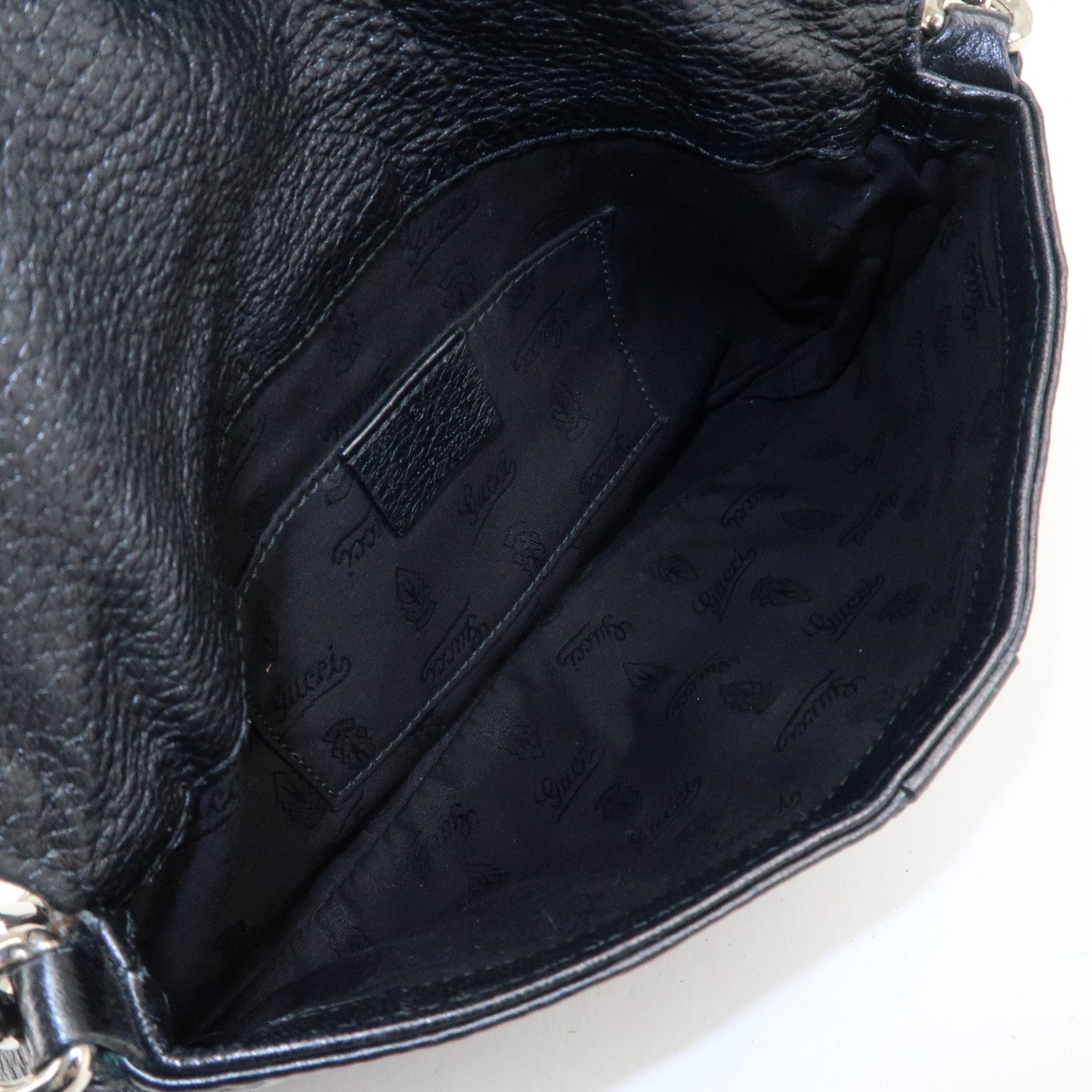 GUCCI Bamboo Leather Chain Shoulder Bag Black 235320 Used
