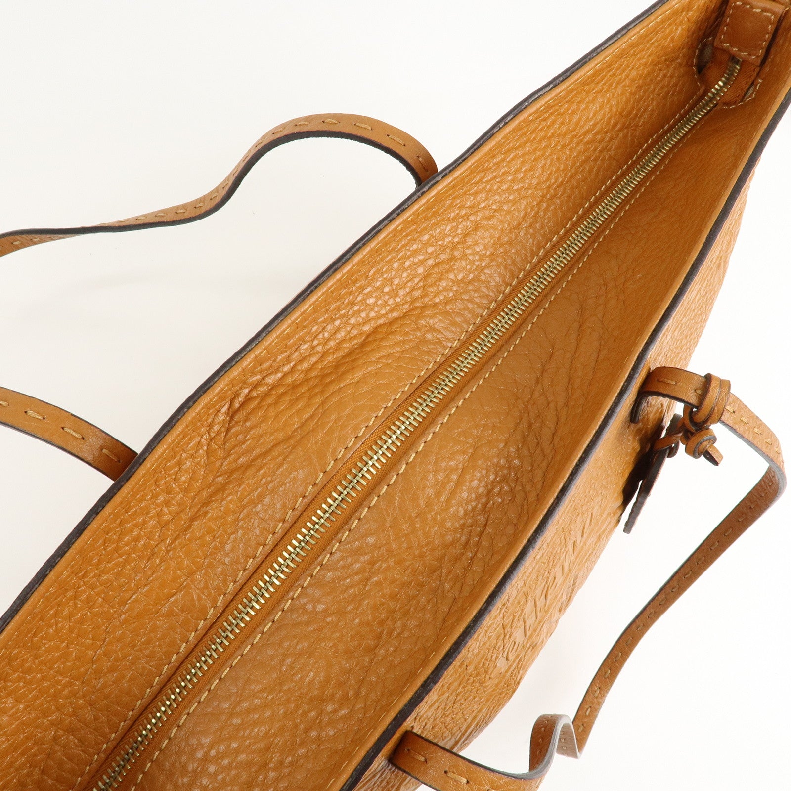 FENDI Selleria Leather Tote Bag Shoulder Bag Brown 8BH185 Used