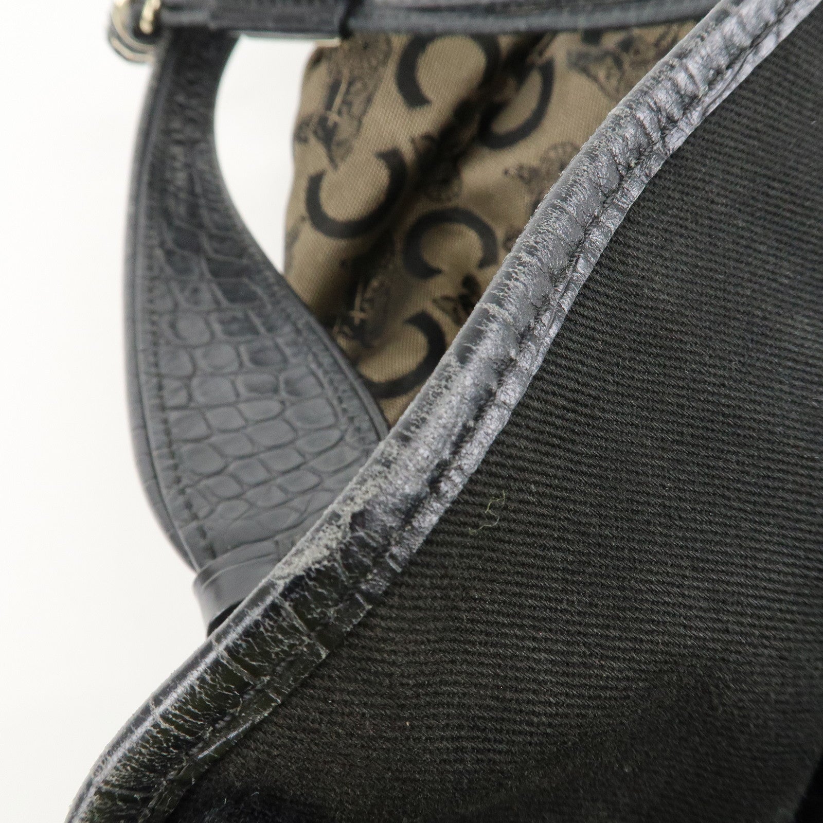 CELINE C Macadam Canvas Embossed Leather Bittersweet Shoulder Bag Used