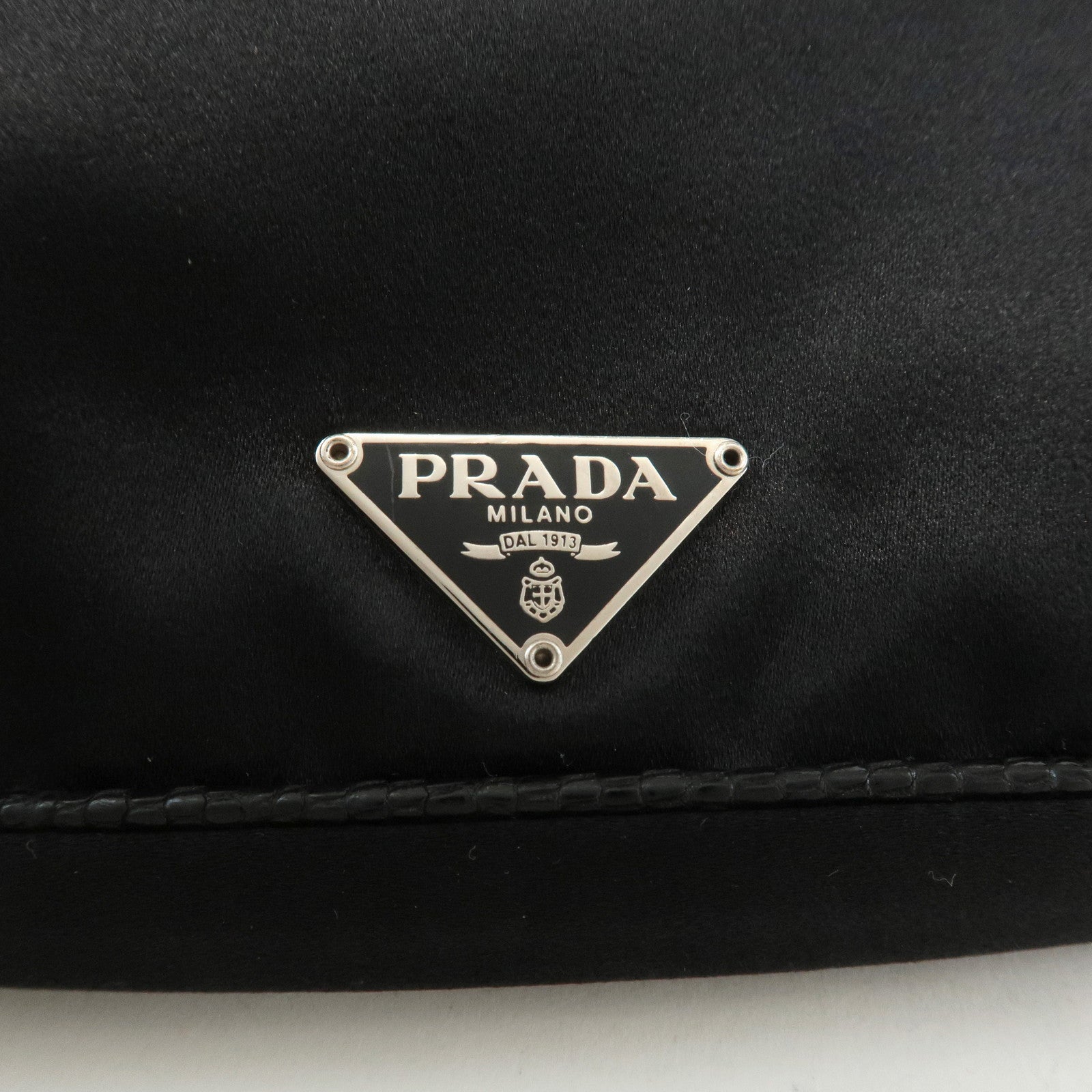 PRADA Nylon leather Bijou Shoulder Bag Black Used