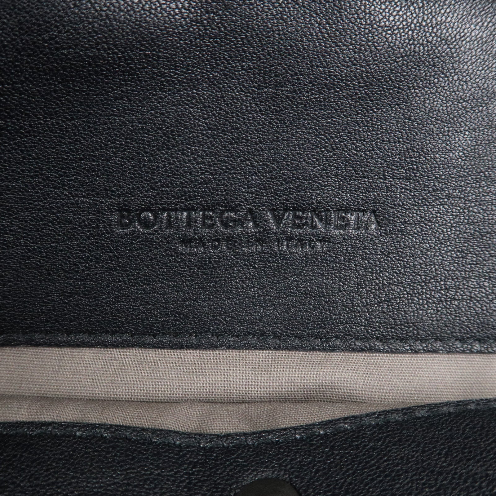 BOTTEGA VENETA Leather Clutch Bag Navy Gray Beige Used