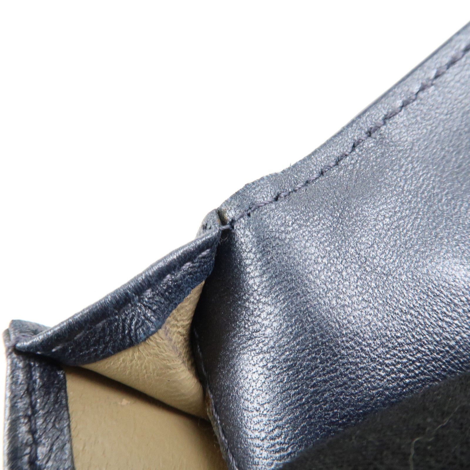 BOTTEGA VENETA Intrecciato Leather Card Case Gray 133945 Used