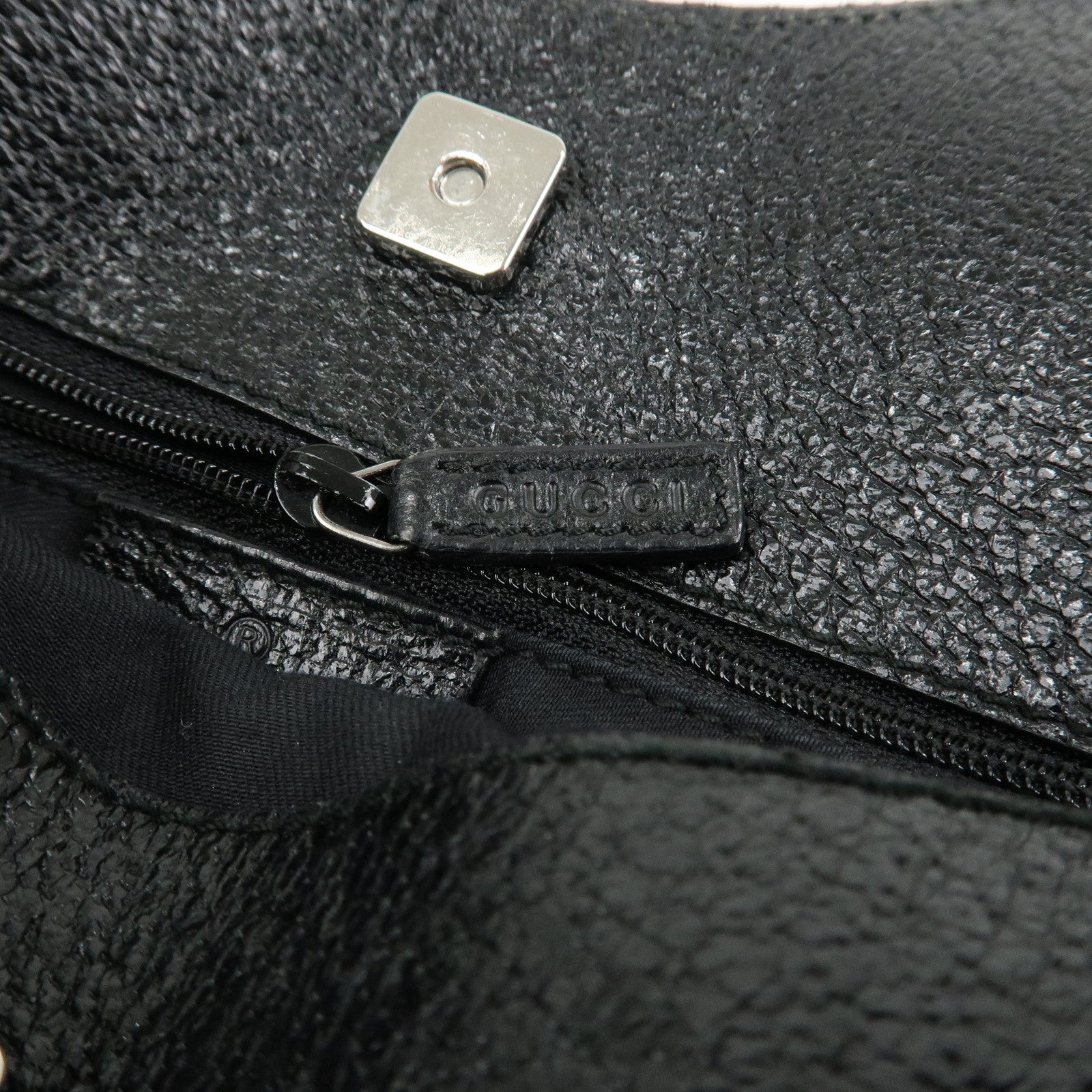 GUCCI GG Canvas Leather Tote Bag Hand Bag Black 131329 Used
