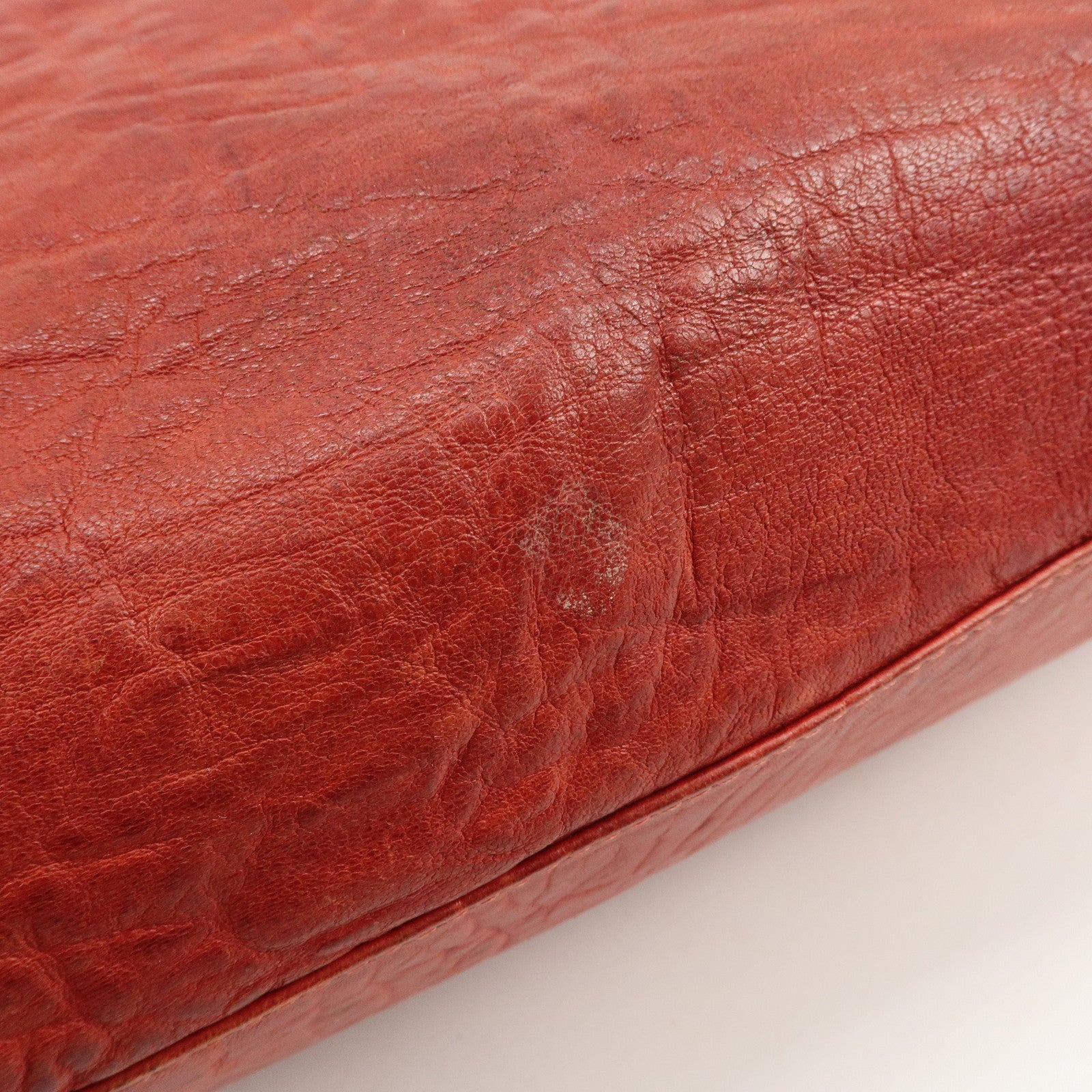 FENDI Ethnico Leather Tote Bag Shoulder Bag Red 8BN162 Used