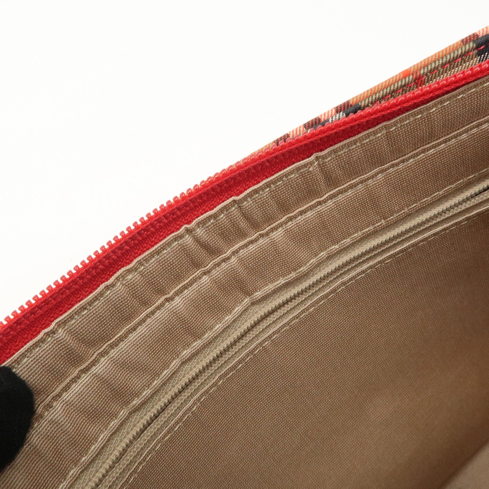 BURBERRY Nova Plaid Canvas Leather Shoulder Bag Hand Bag Red Used