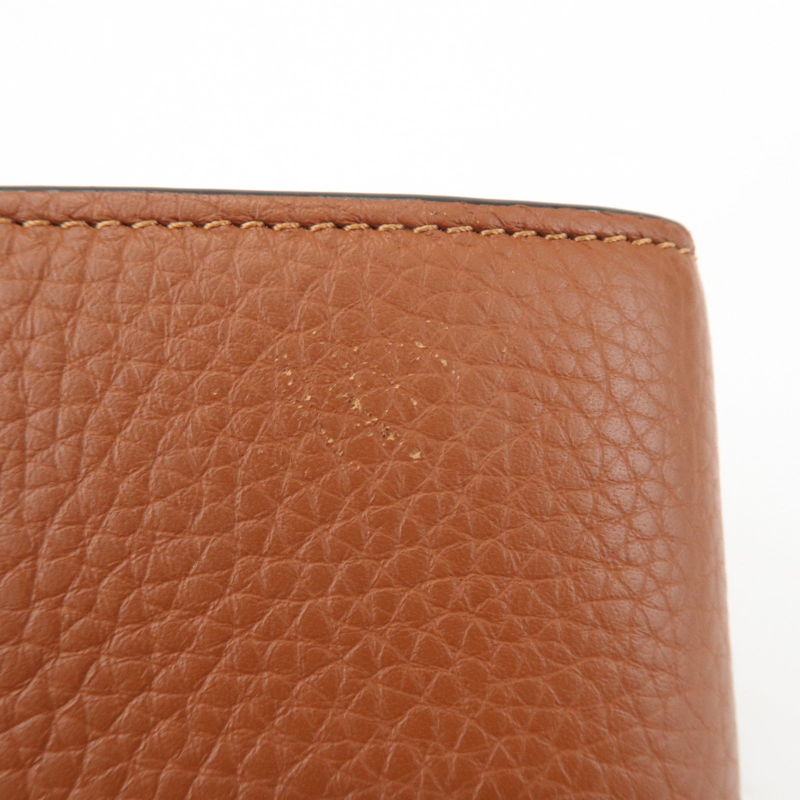 CHLOE Alphabet Leather Small Tri-fold Compact Wallet Brown Used