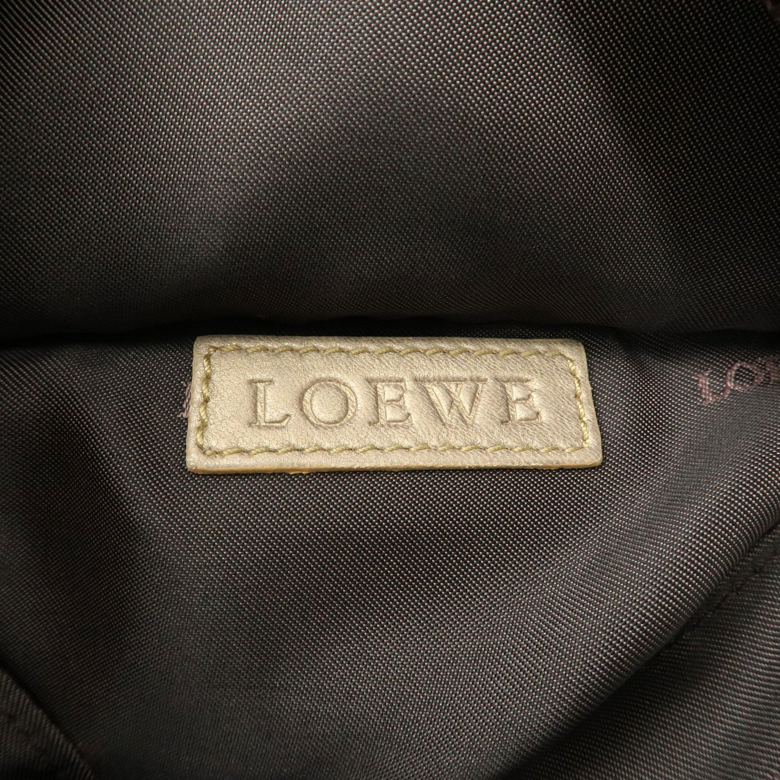 LOEWE Anagram Leather Nappa Aire Hand Bag Gold Used