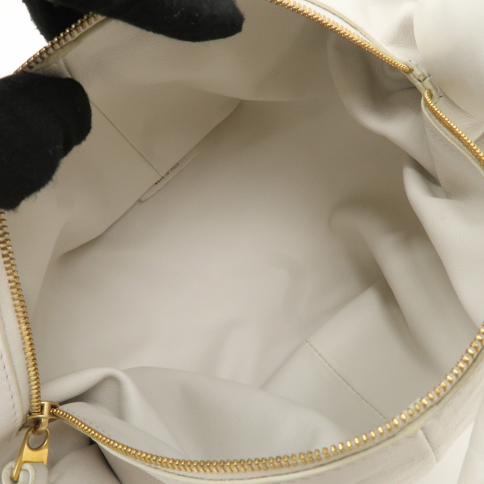 BOTTEGA VENETA Leather Double Knots Hand Bag White 629635 Used