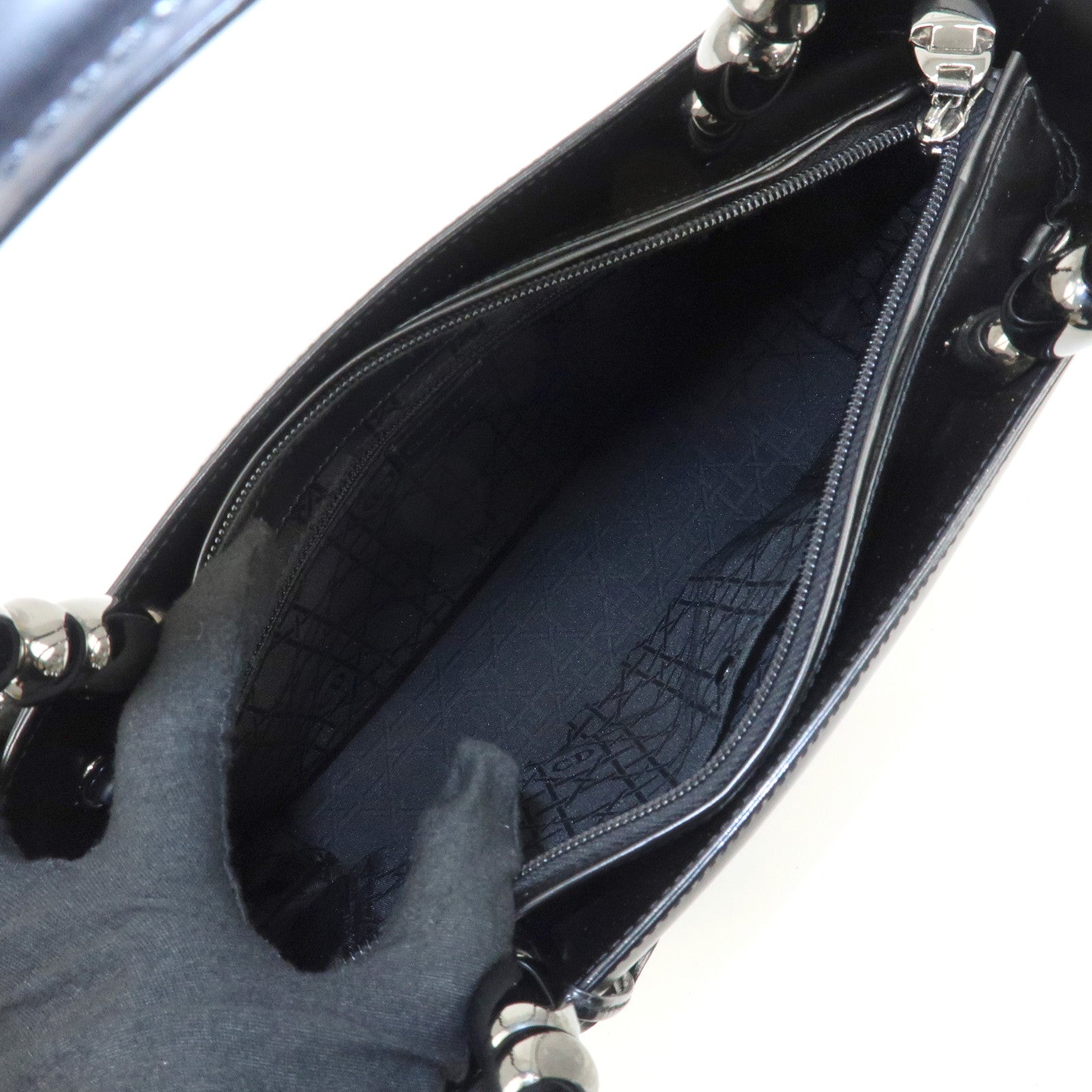 Christian Dior Maris Pearl Leather 2way Bag Hand Bag Black Used