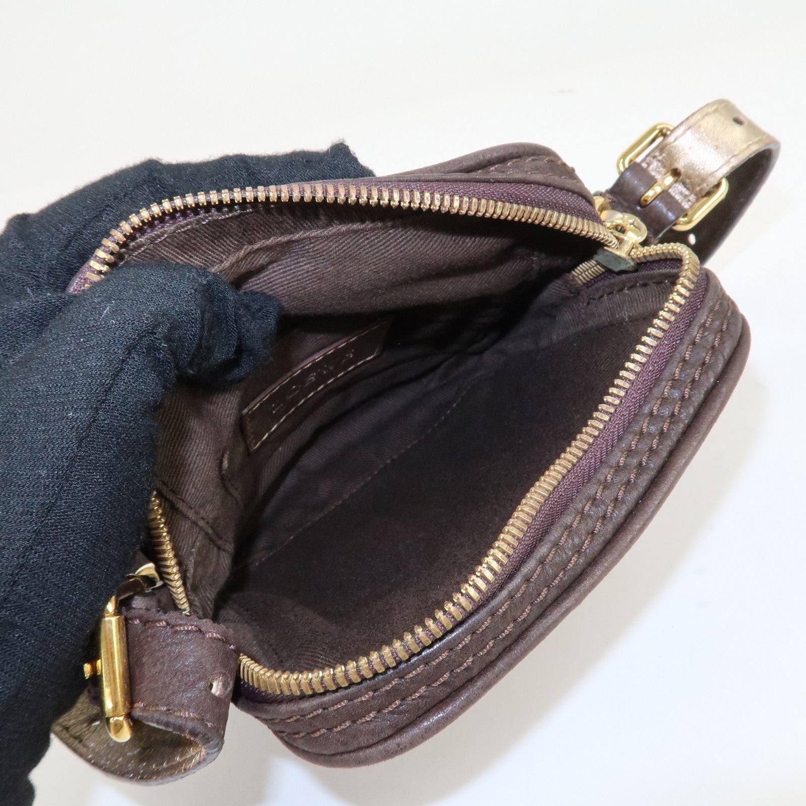 LOEWE Anagram Leather Mini Shoulder Bag Crossbody Bag Brown Used