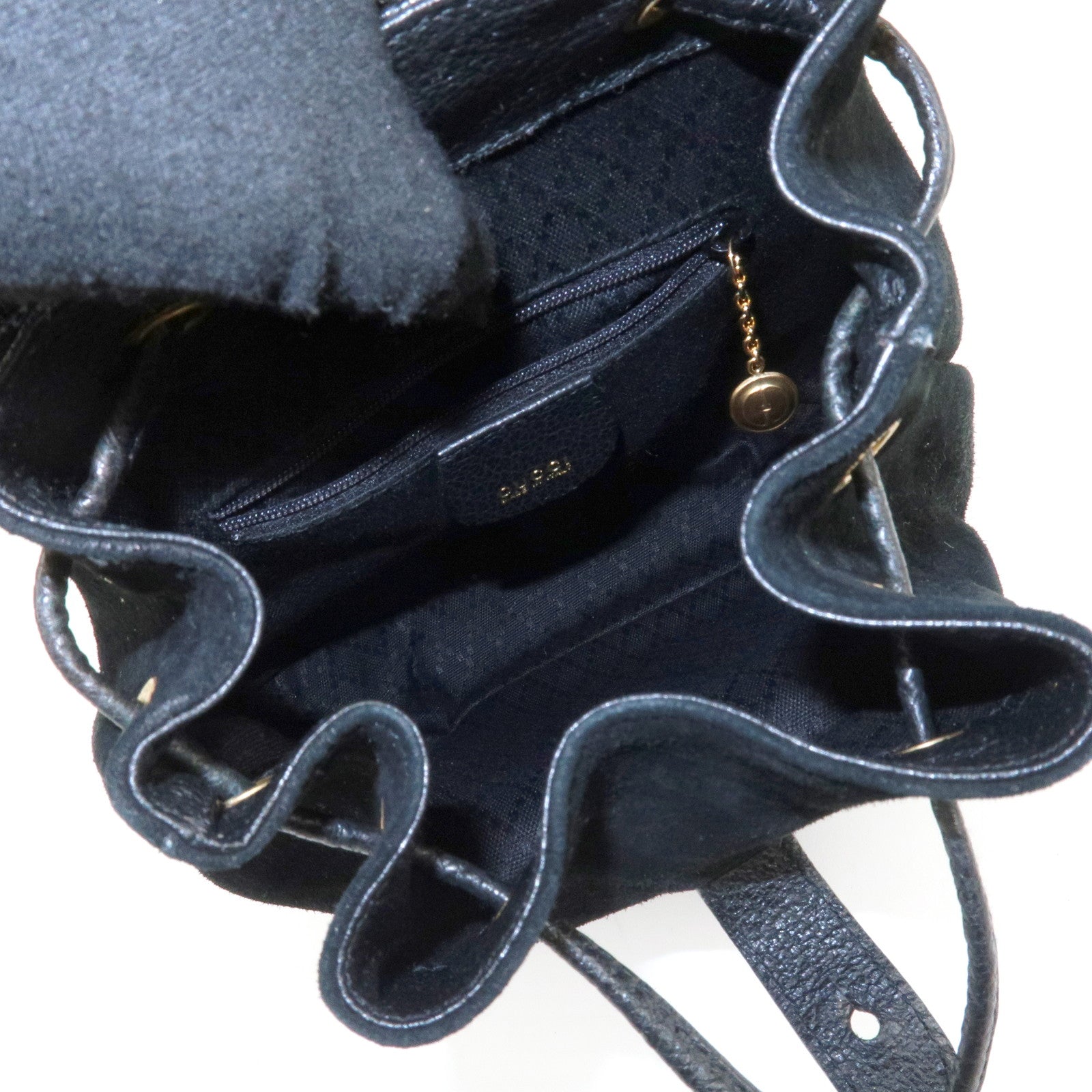 GUCCI Bamboo Leather Suede Mini Back Pack Black 003.1705.0030 Used