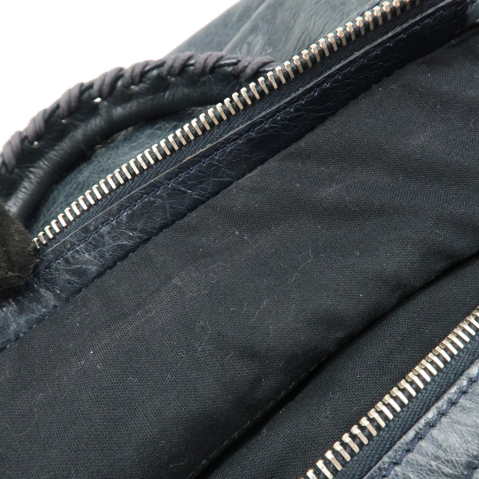 BALENCIAGA The Giant Town Leather 2Way Hand Bag Navy 285434 Used