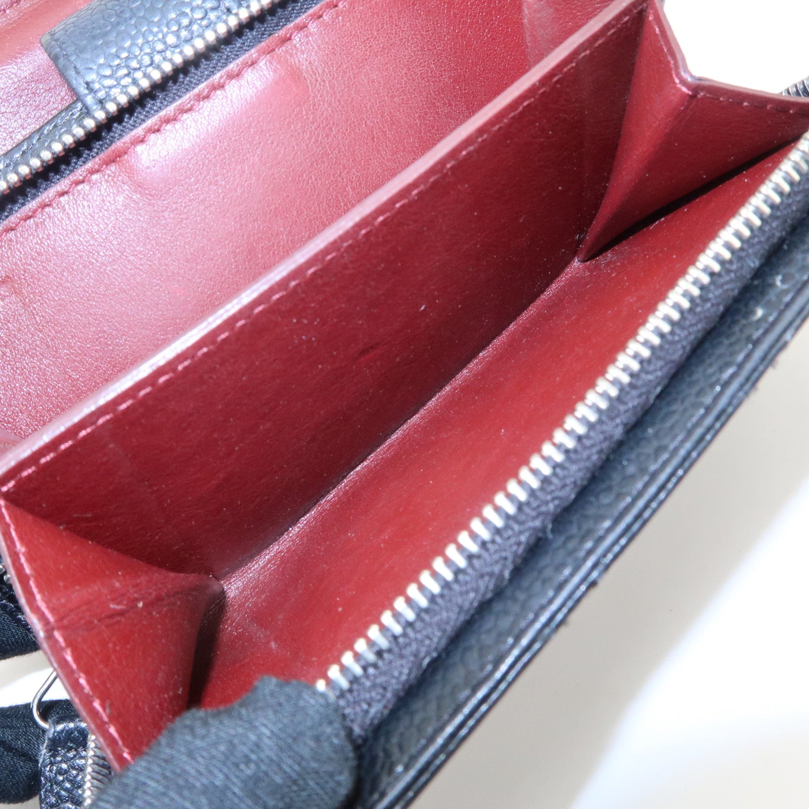 CHANEL COCO Mark Matelasse Caviar Skin Bi-fold Wallet A48667 Used