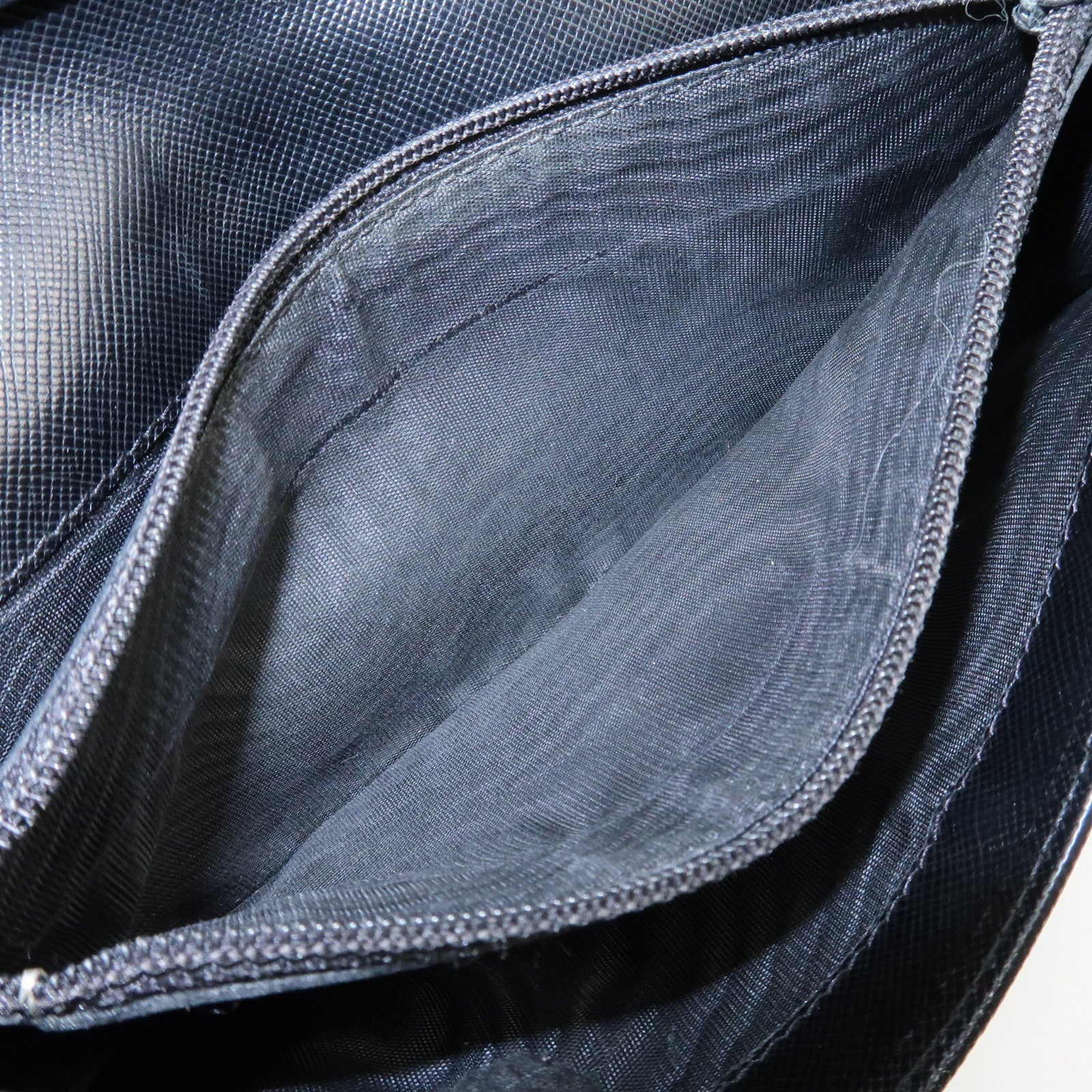 PRADA Leather Bi-fold Long Wallet Black Silver Hardware Used