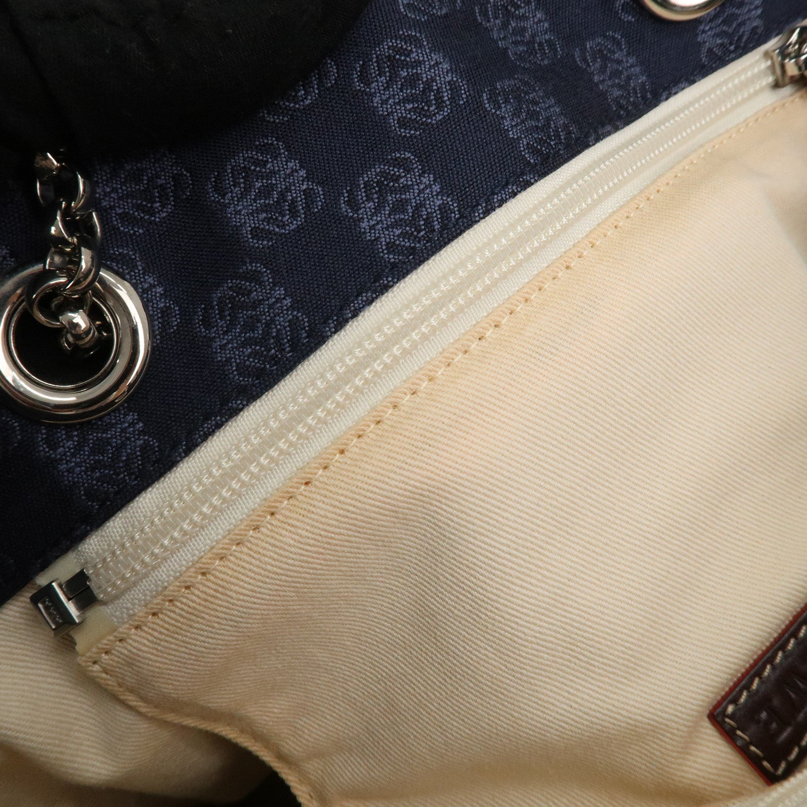 LOEWE Anagram Canvas Leather Chain Tote Bag Shoulder Bag Blue Used