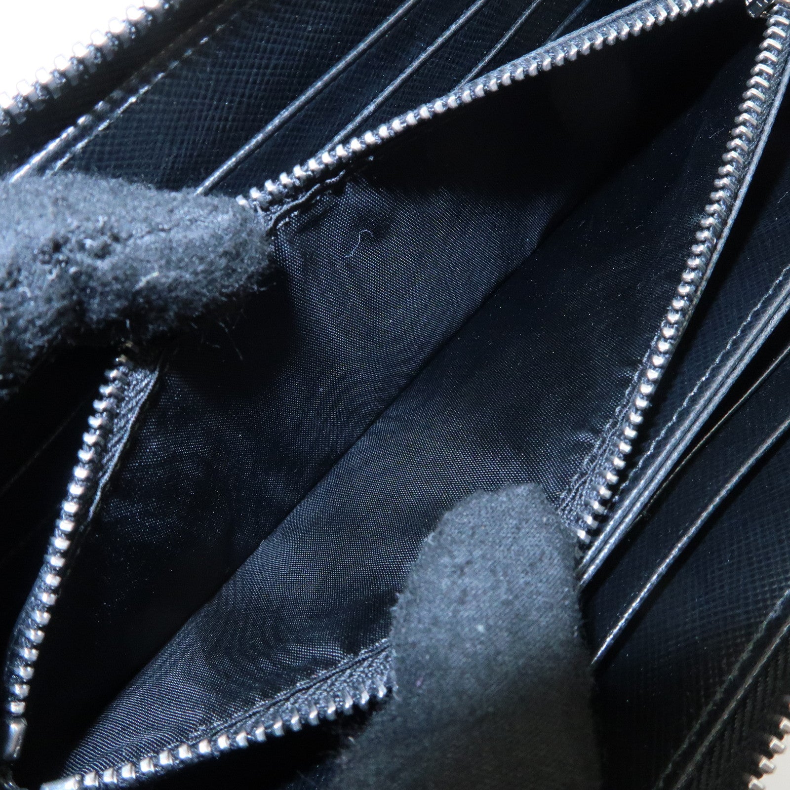 PRADA Logo Leather Round Zipper Long Wallet Flower 1ML506 Used