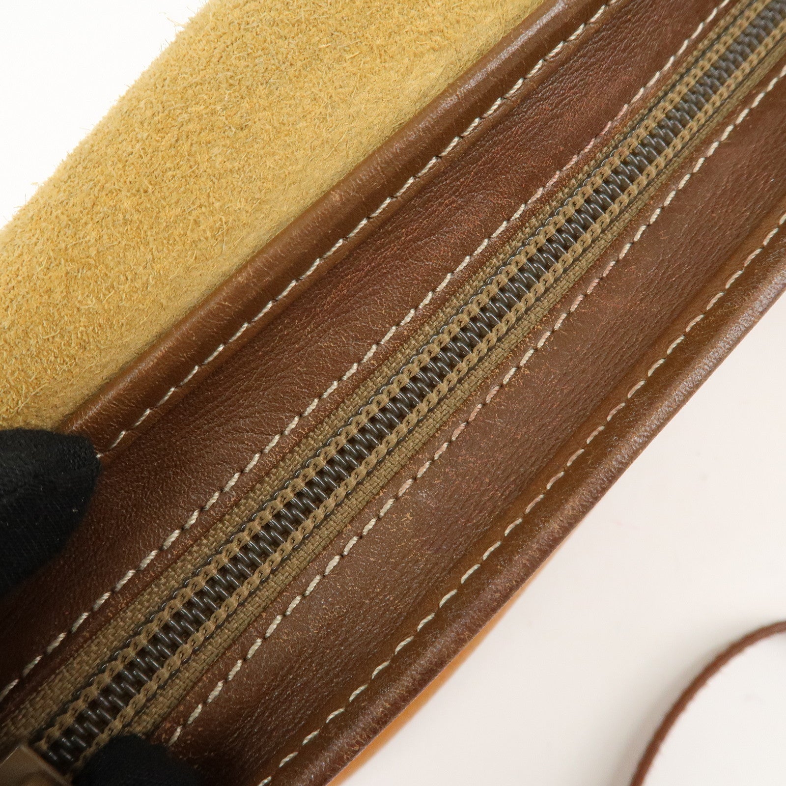 LOEWE Anagram Leather Shoulder Bag Brown Used