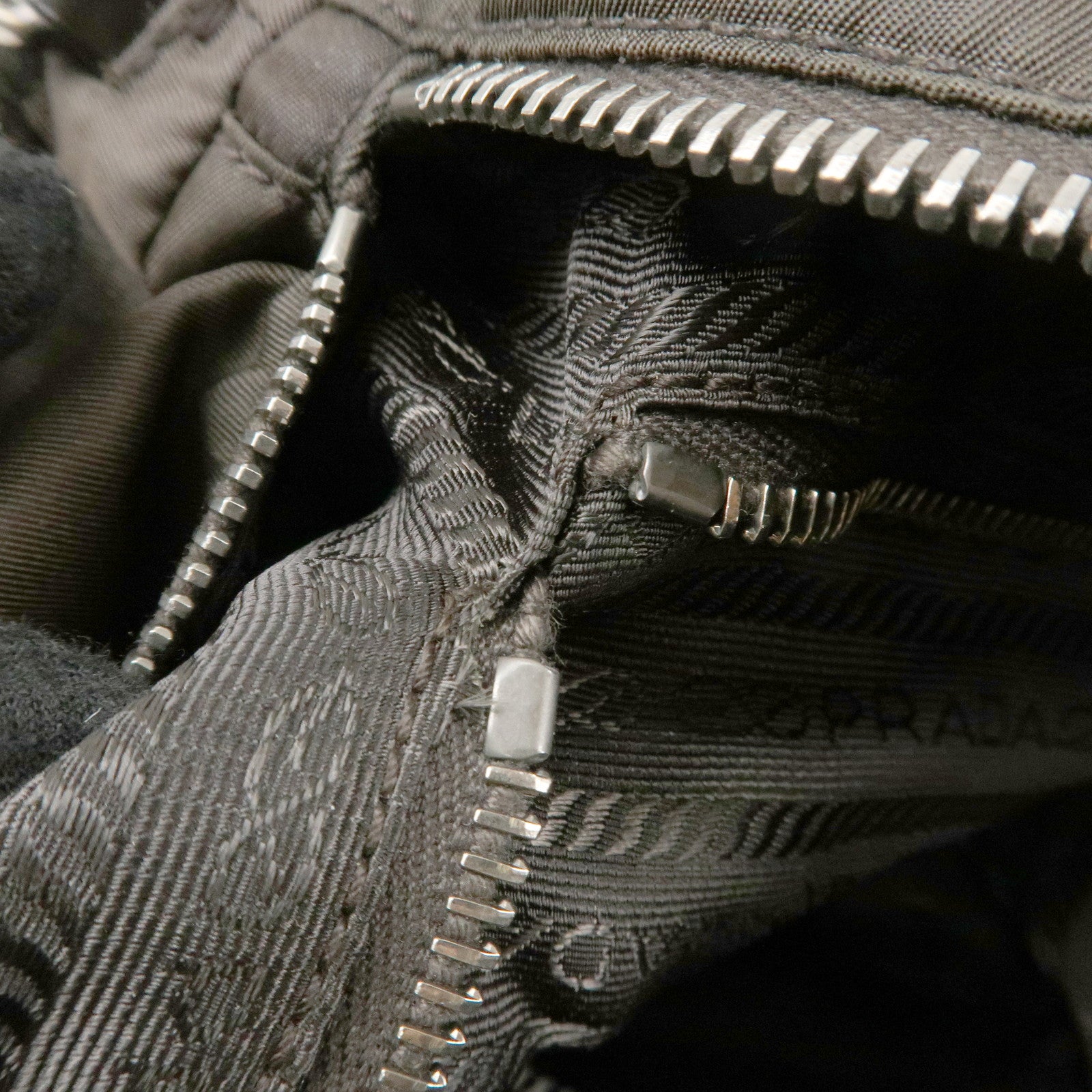 PRADA Nylon Patent Leather 2Way Bag Beige Black Dark Brown Used