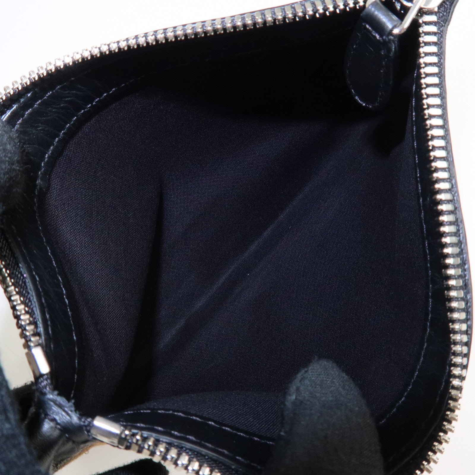 BALENCIAGA Navy Cabas S Canvas Leather Tote Bag Leopard 339933 Used