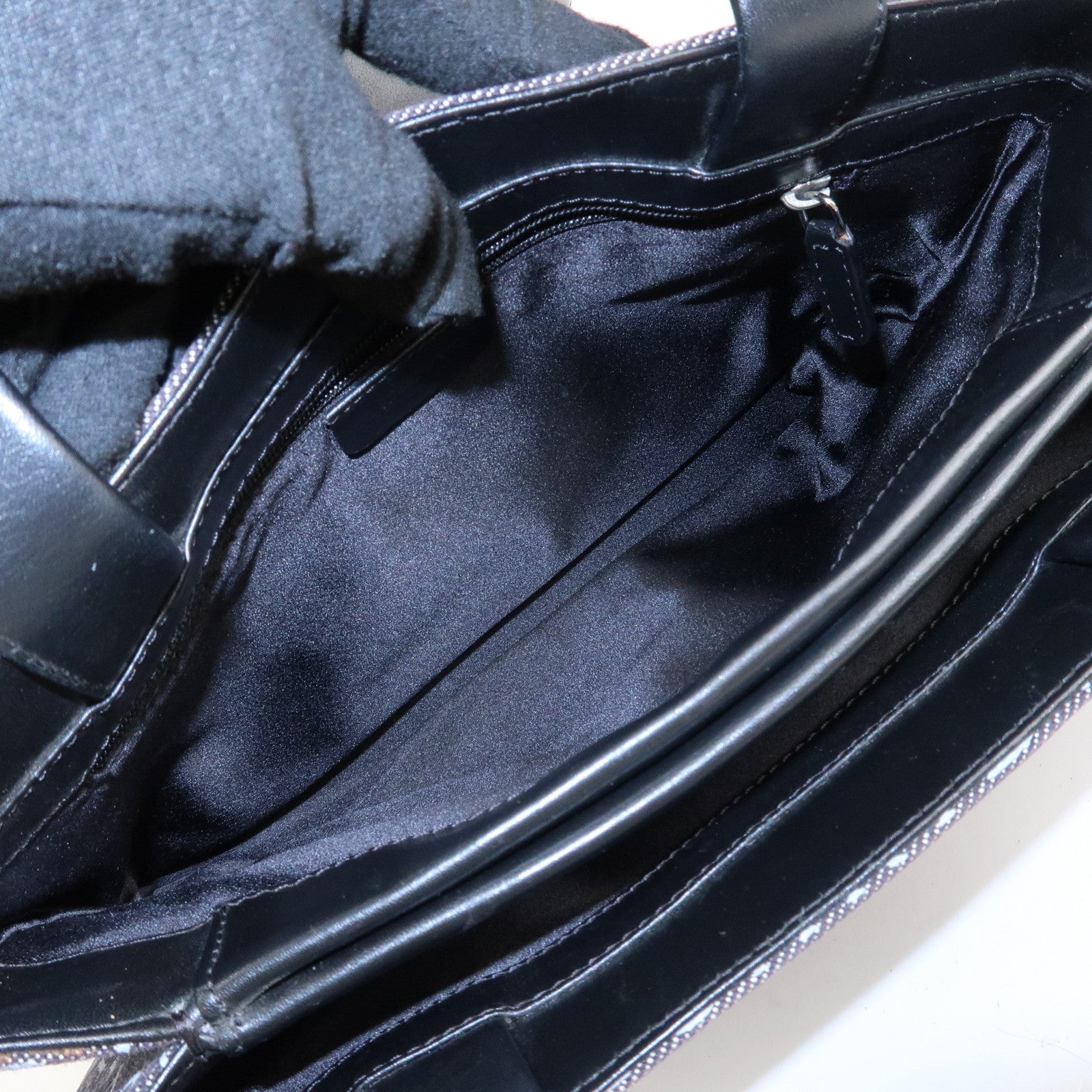 BVLGARI Logo Mania Canvas Leather Tote Bag Shoulder Bag Black Used