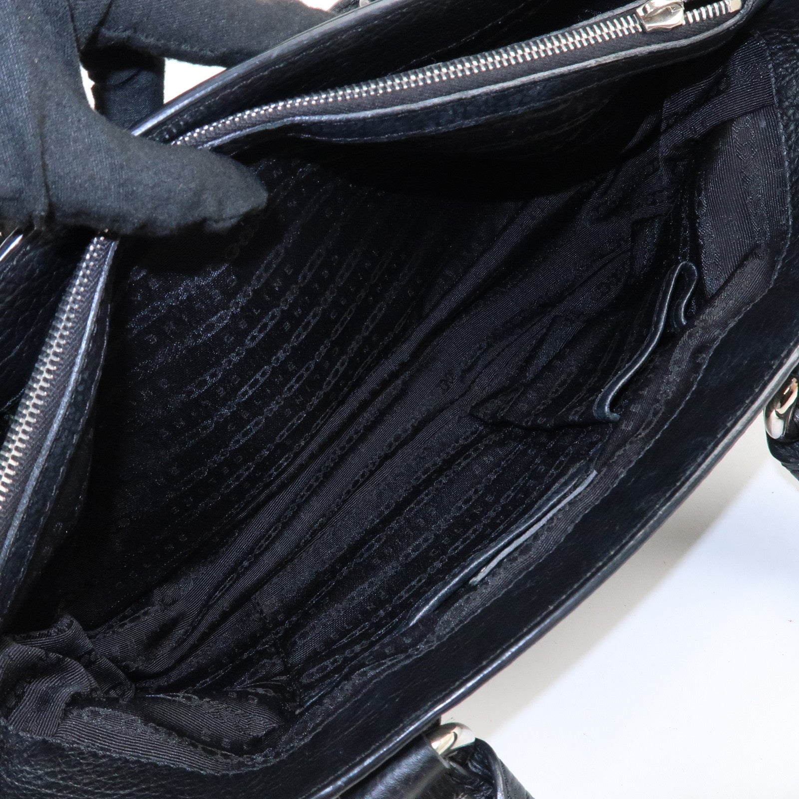 CELINE Leather Boogie Bag Hand Bag Silver Hard Ware Black Used