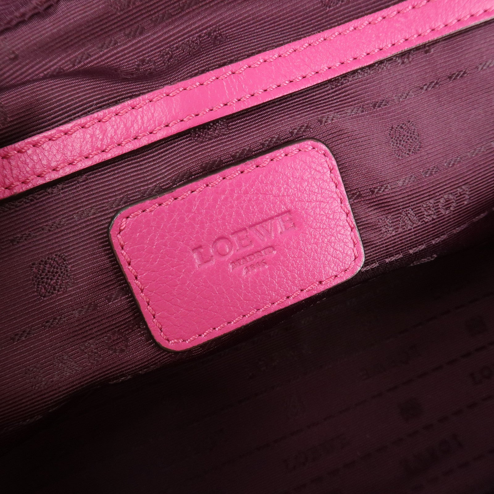 LOEWE Leather Herritage Mini Boston Bag Hand Bag Pink Used