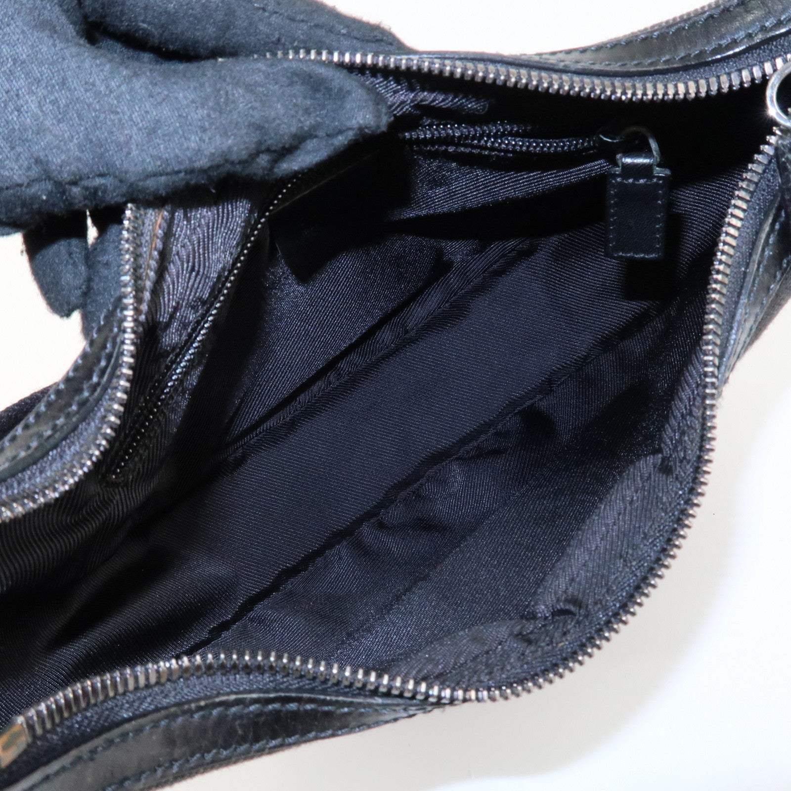 GUCCI GG Denim Leather Shoulder Bag Dark Brown 101682 Used