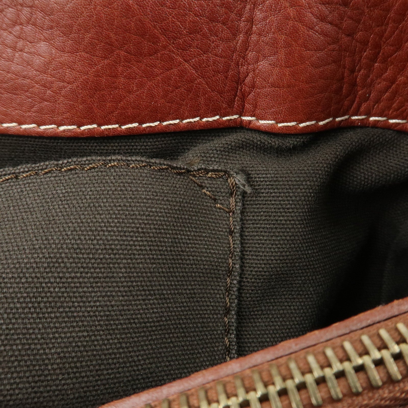 CELINE Macadam Stamped Leather Boogie Hand Bag Brown Gold HDW Used