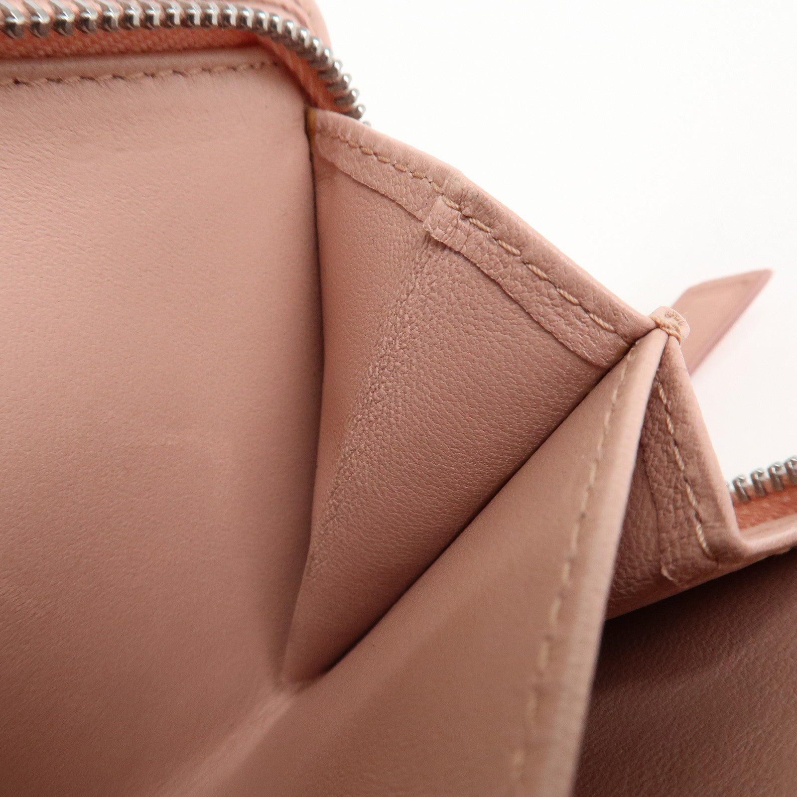MIU MIU Matelasse Leather Tri-fold Wallet Pink Used