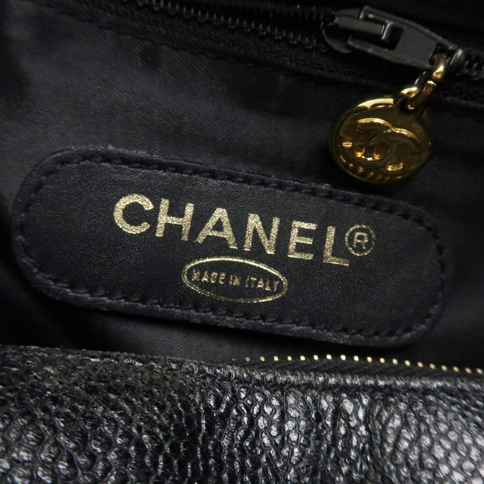 CHANEL Caviar Skin 2Way Boston Bag Hand Bag Black Used