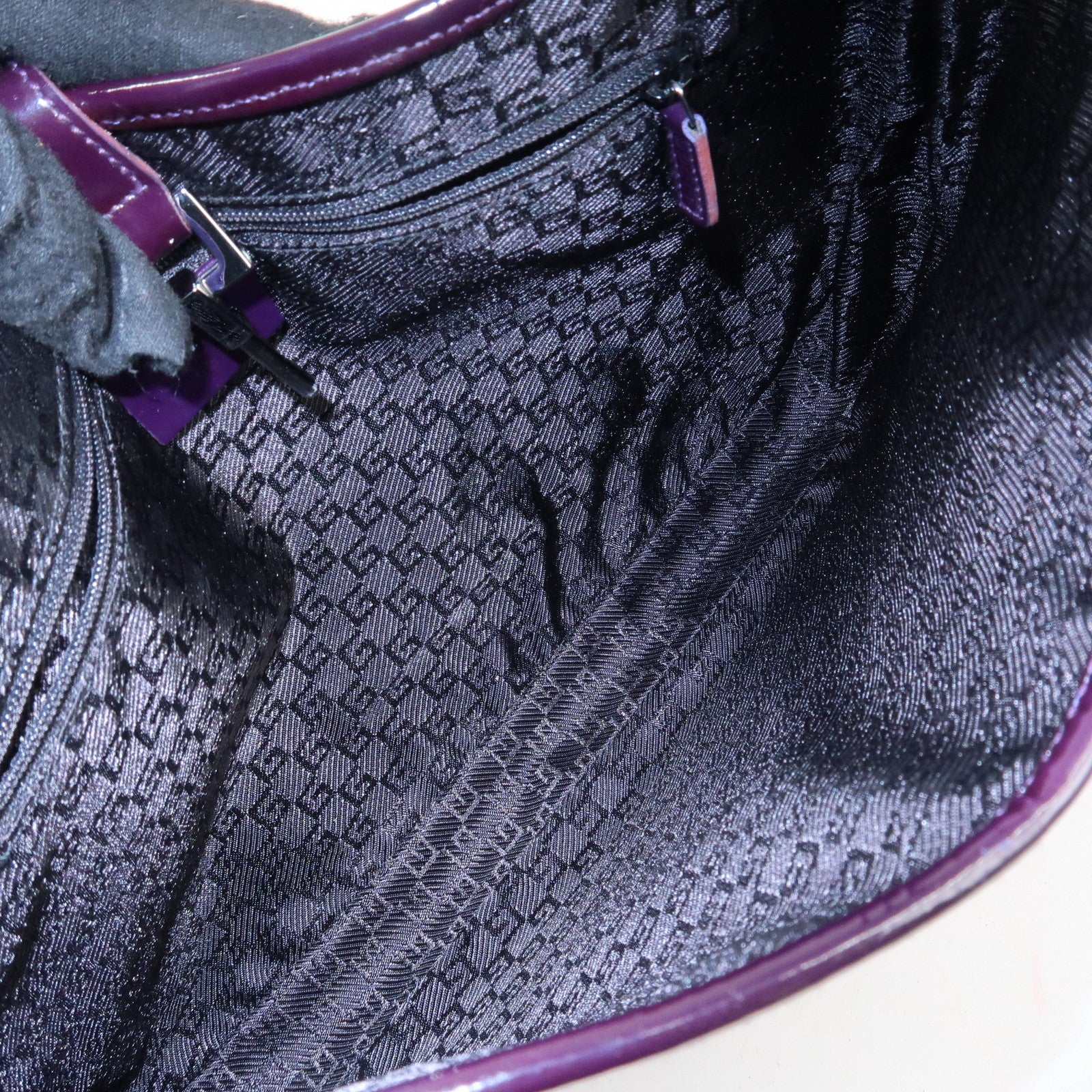 GUCCI Jackie Patent Leather Shoulder Bag Purple 001.3306 Used