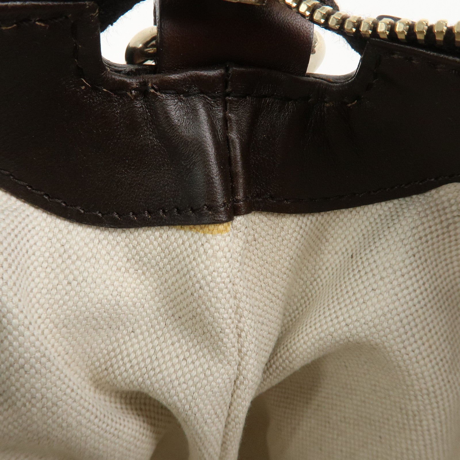 GUCCI Sherry GG Canvas Leather Tote Bag Beige Brown 257341 Used