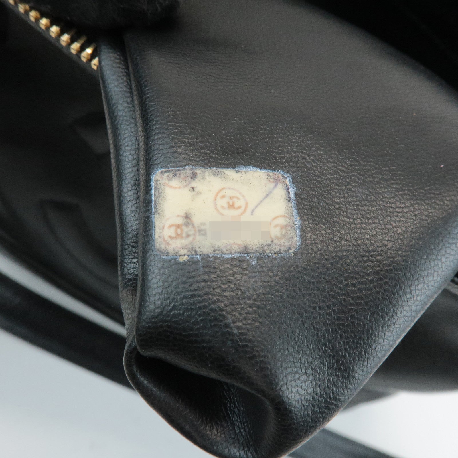 CHANEL COCO Mark Caviar Skin Chain Shoulder Bag Black Used