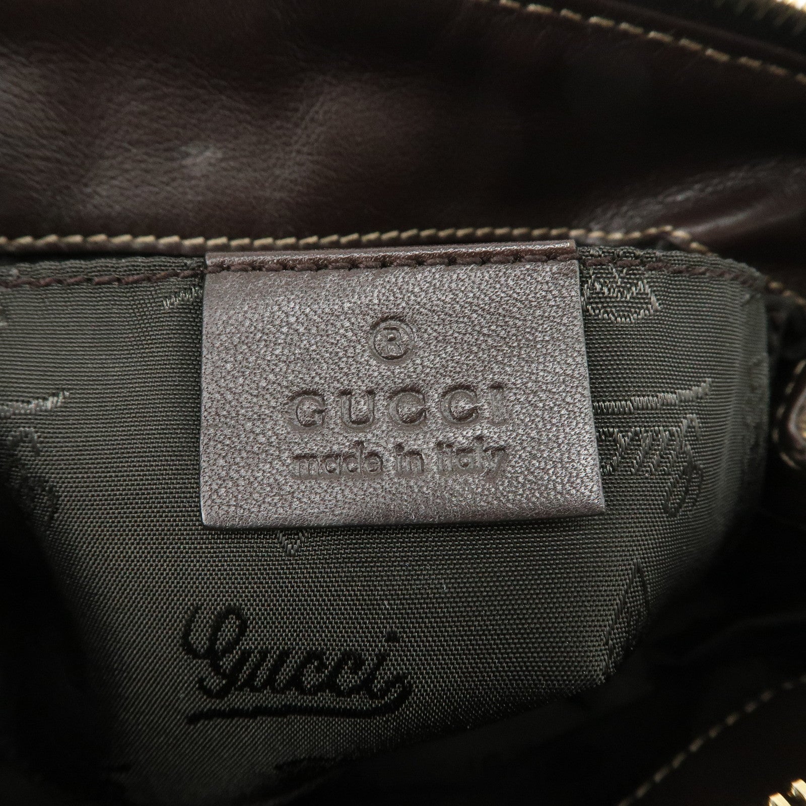 GUCCI Hysteria GG Crystal Leather Pouch Beige Brown 203632 Used