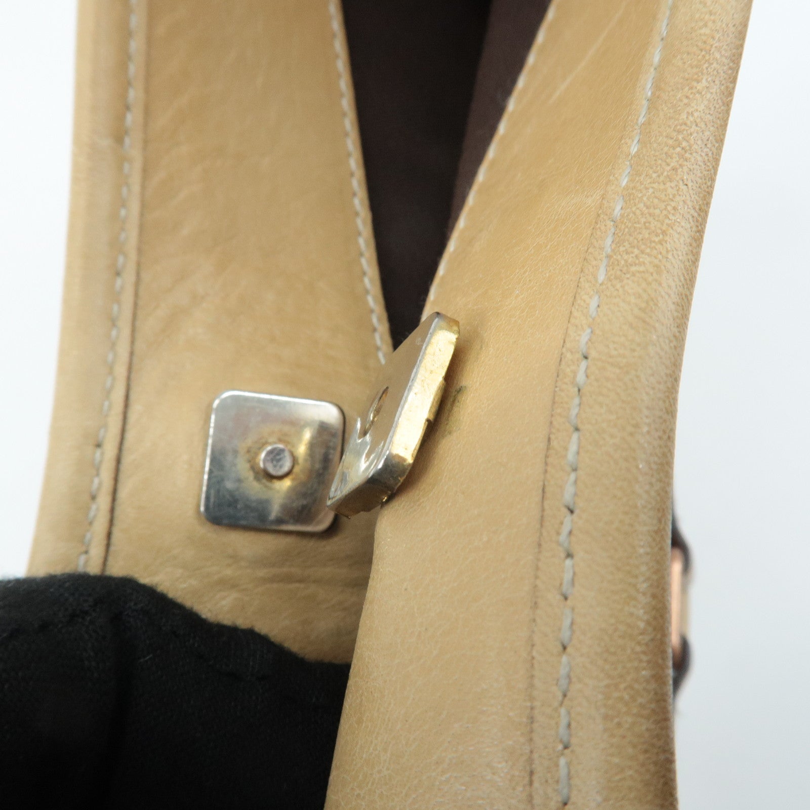 GUCCI Interlocking G Leather Shoulder Bag Beige 114877 Used