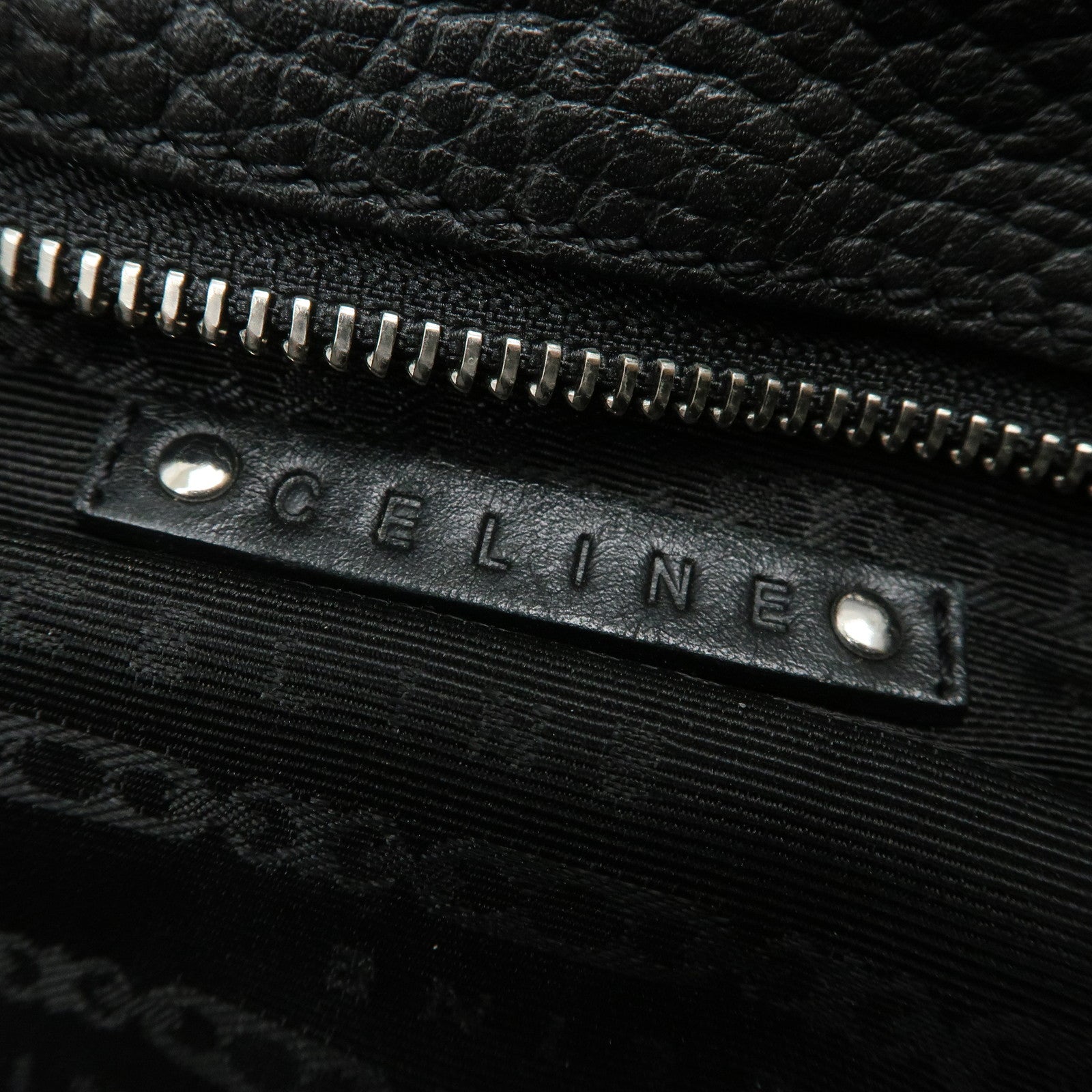 CELINE Leather Shoulder Bag Hand Bag Silver Hardware Black Used
