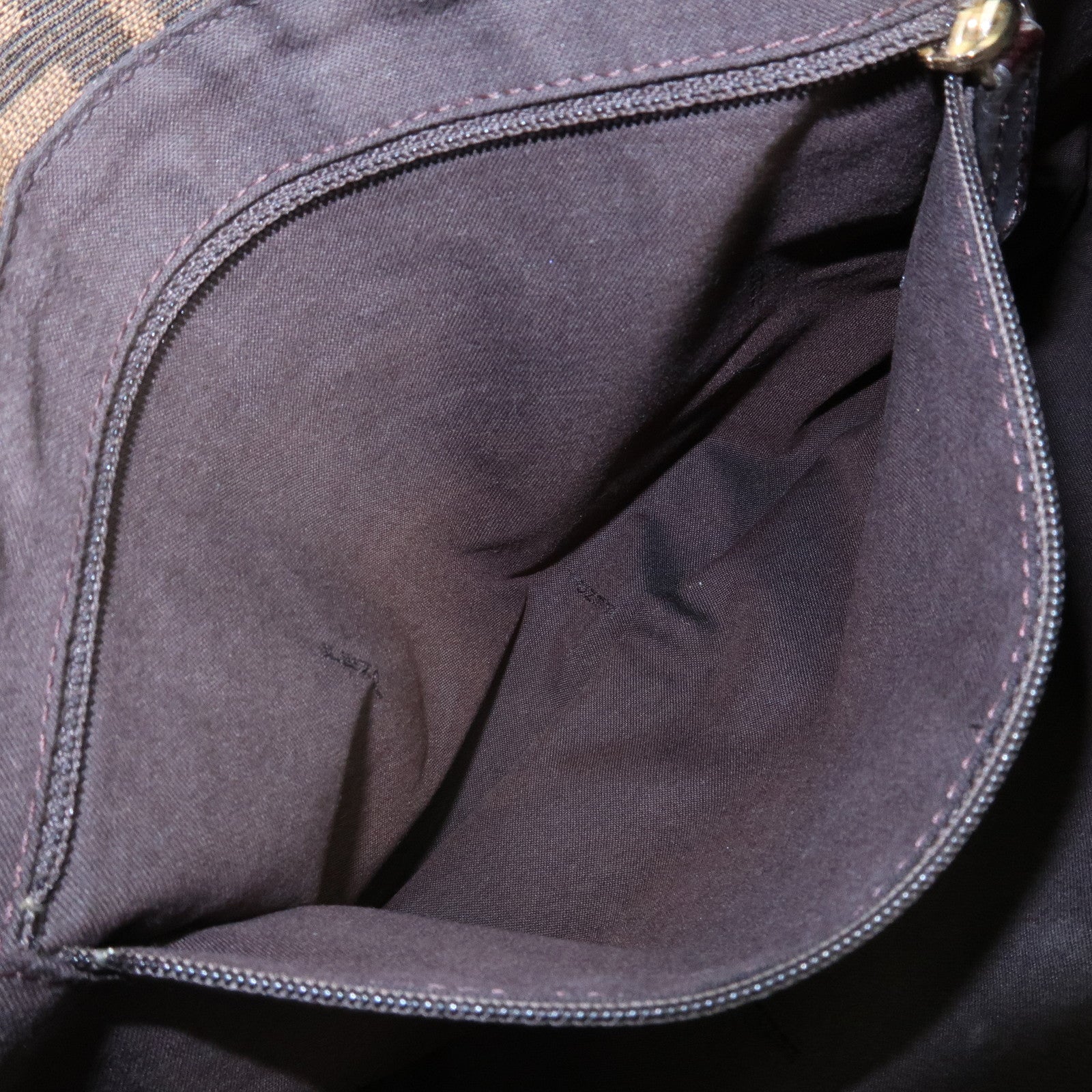 FENDI Zucca Canvas Patent Shoulder Bag Brown Black 8BT163 Used