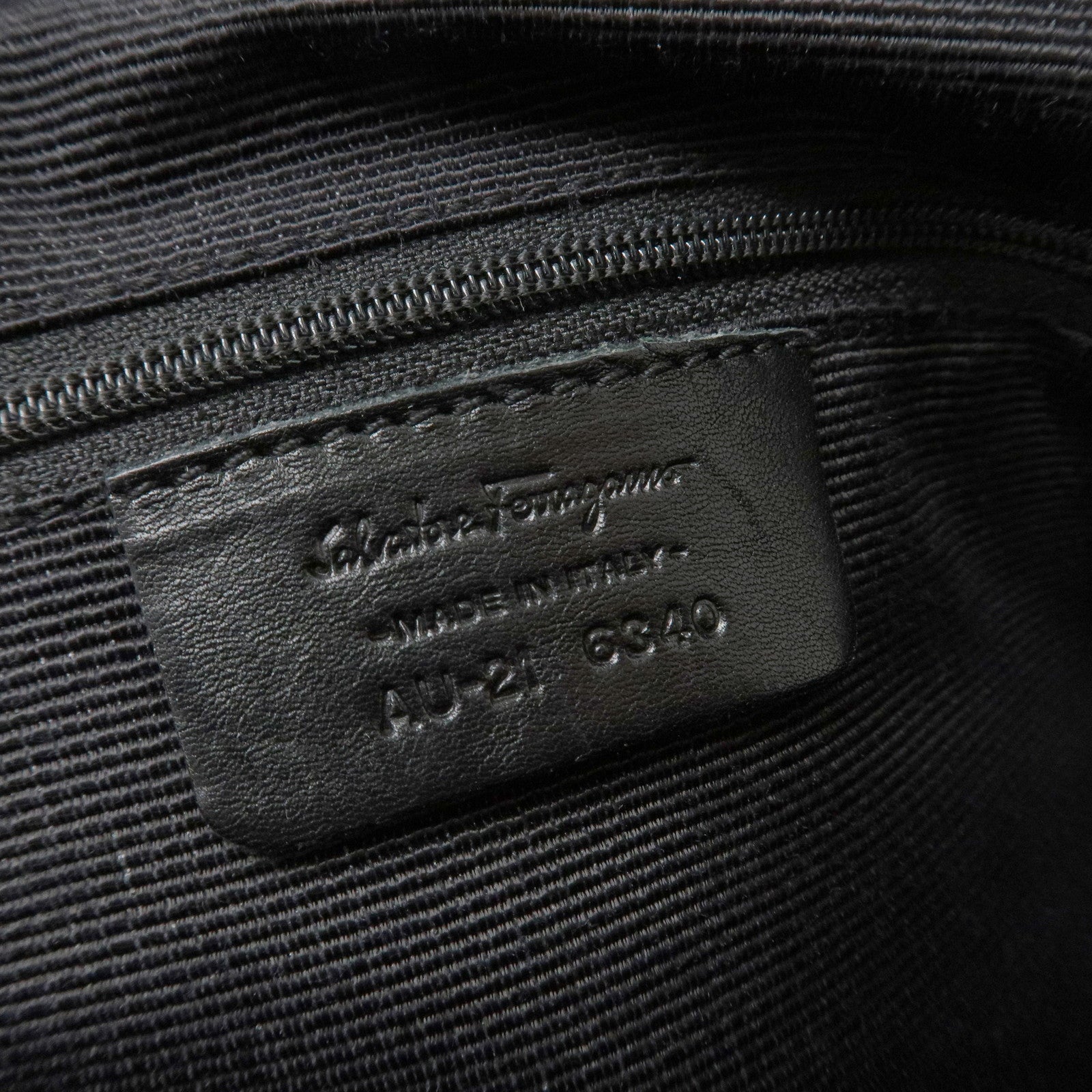 Ferragamo Gancini Pattern Canvas Leather Boston Bag Black Used