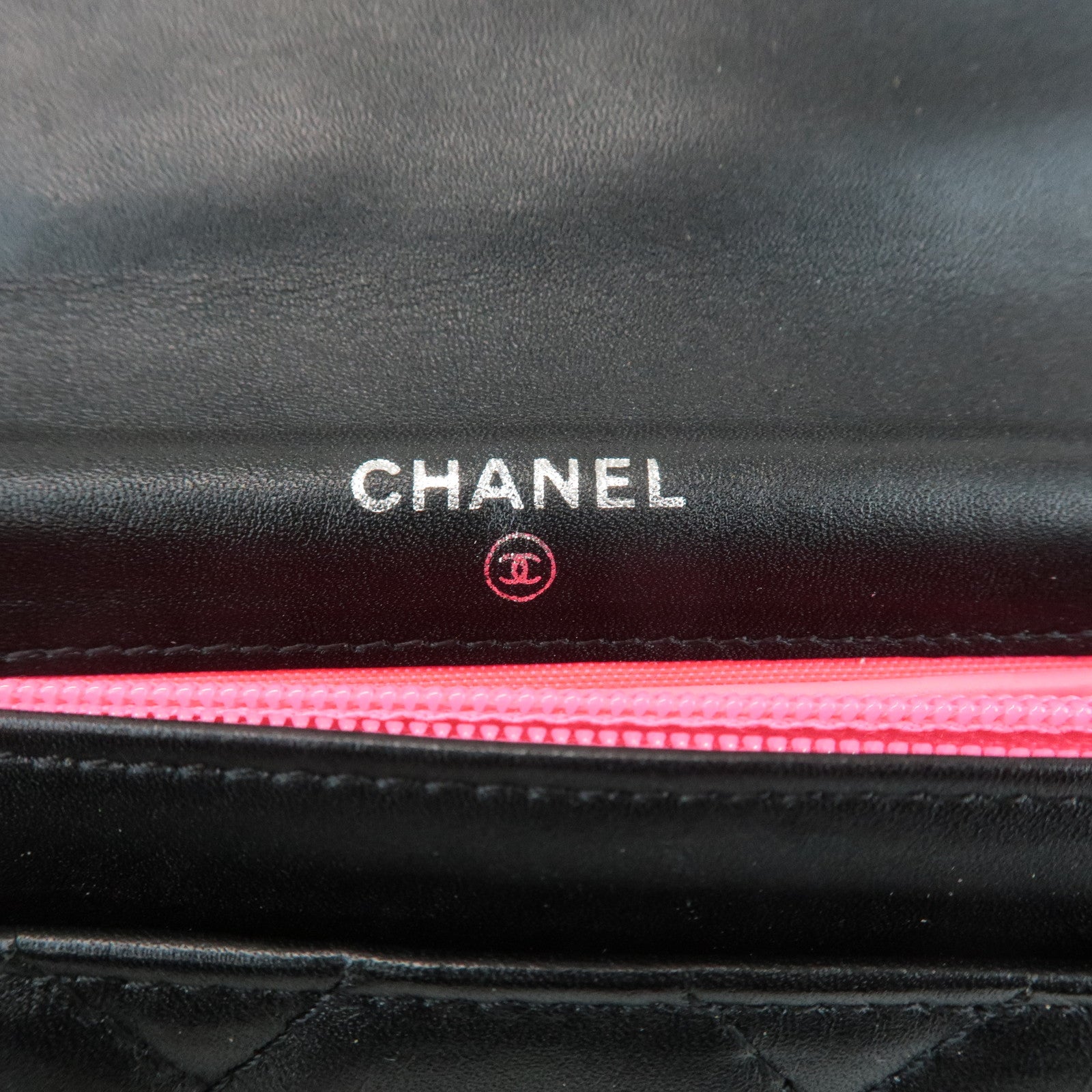 CHANEL Cambon Line COCO Mark Lamb Skin Bifold Wallet A26722 Used