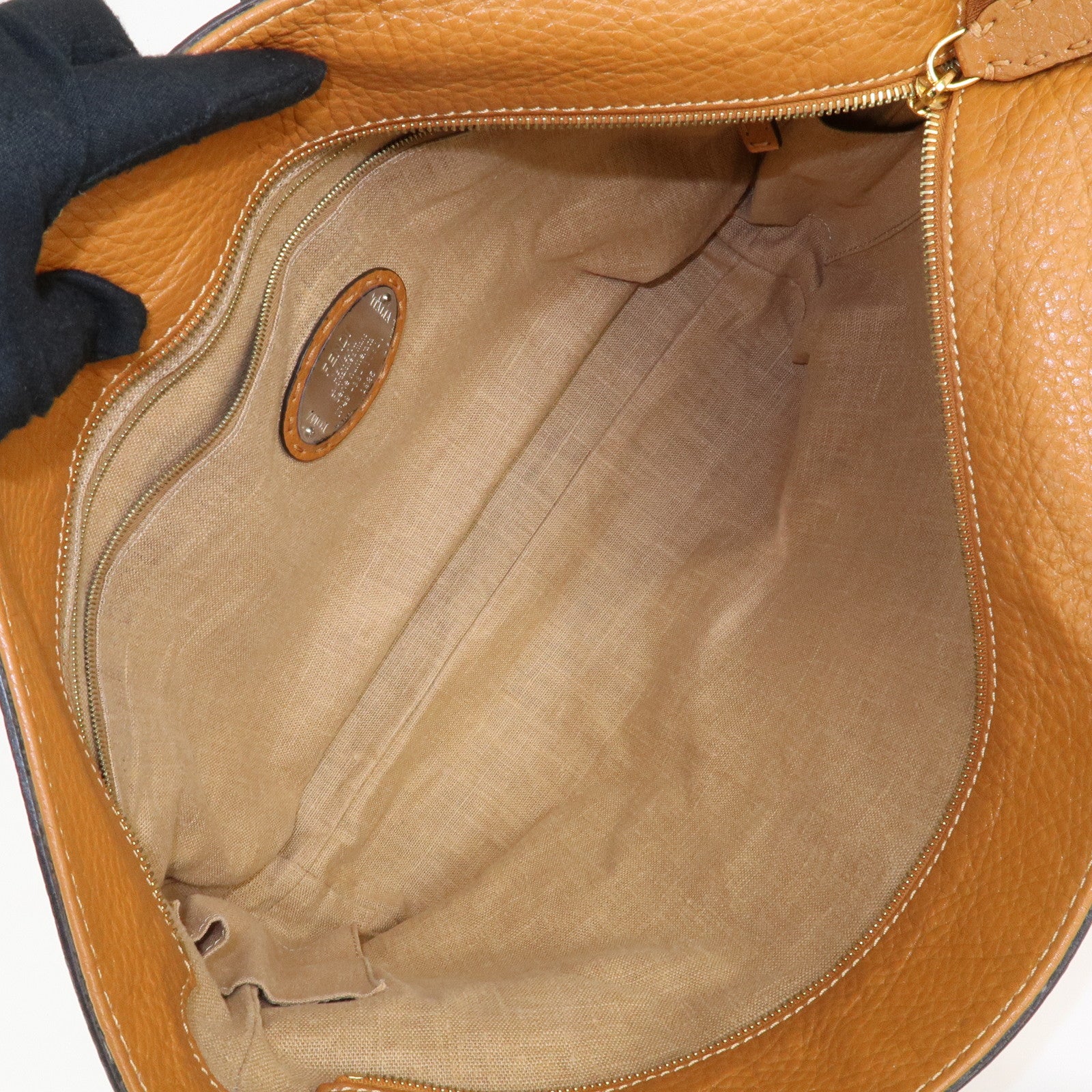 FENDI Selleria Leather Tote Bag Shoulder Bag Brown 8BH185 Used