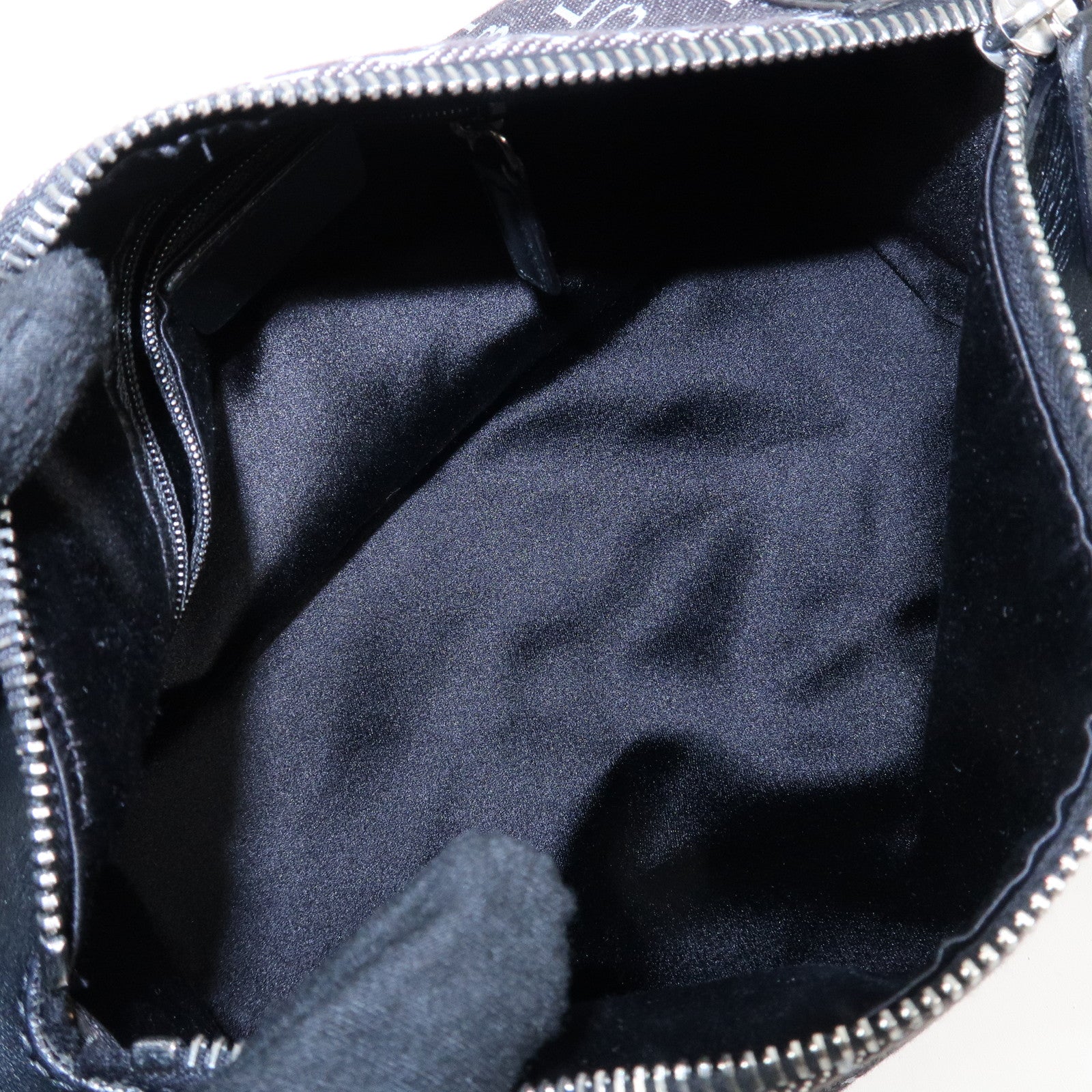 BVLGARI Logo Mania Canvas Leather B-Zero 1 Shoulder Bag Black Used