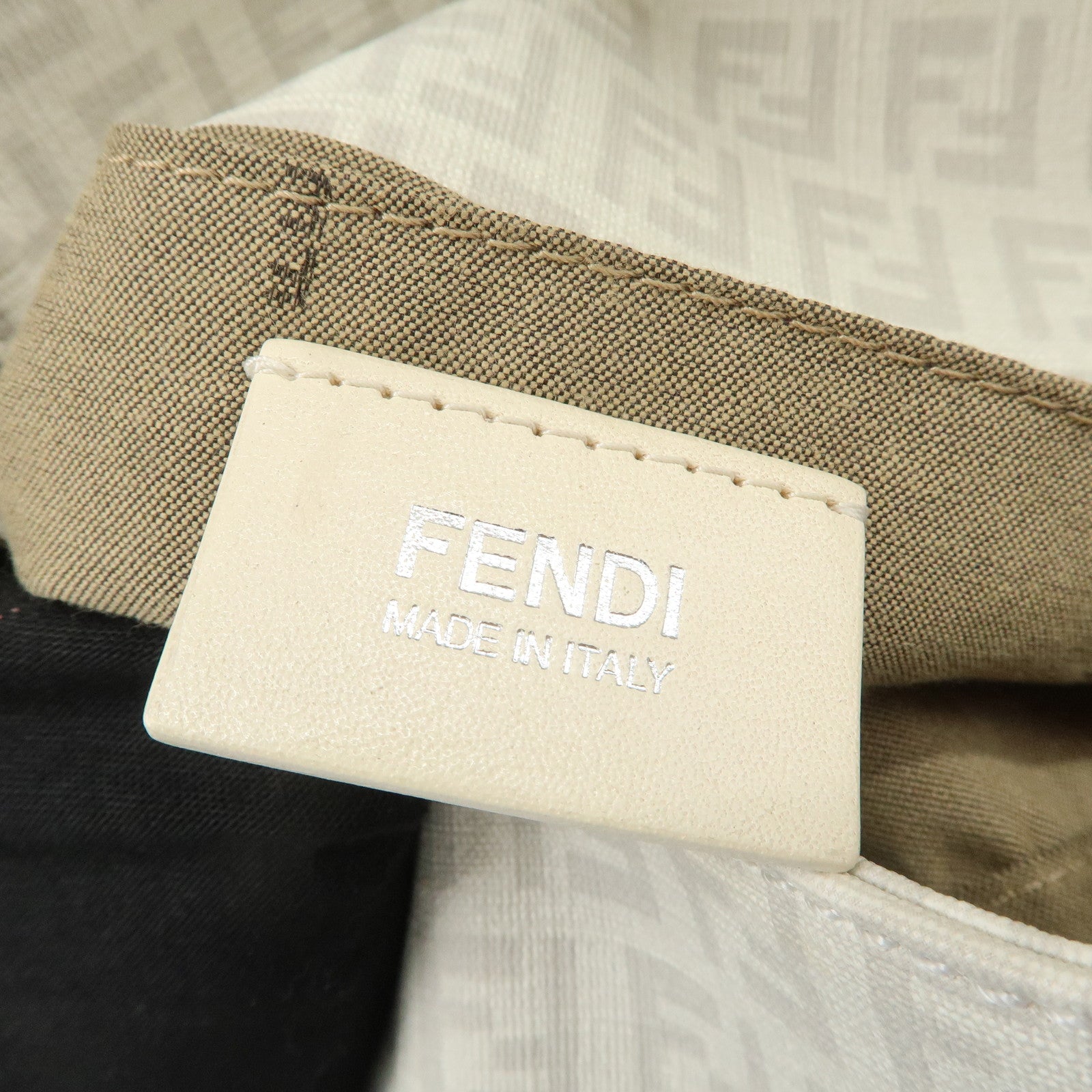 FENDI Mini Mamma Baguette Zucchino Canvas Leather Shoulder Bag Used