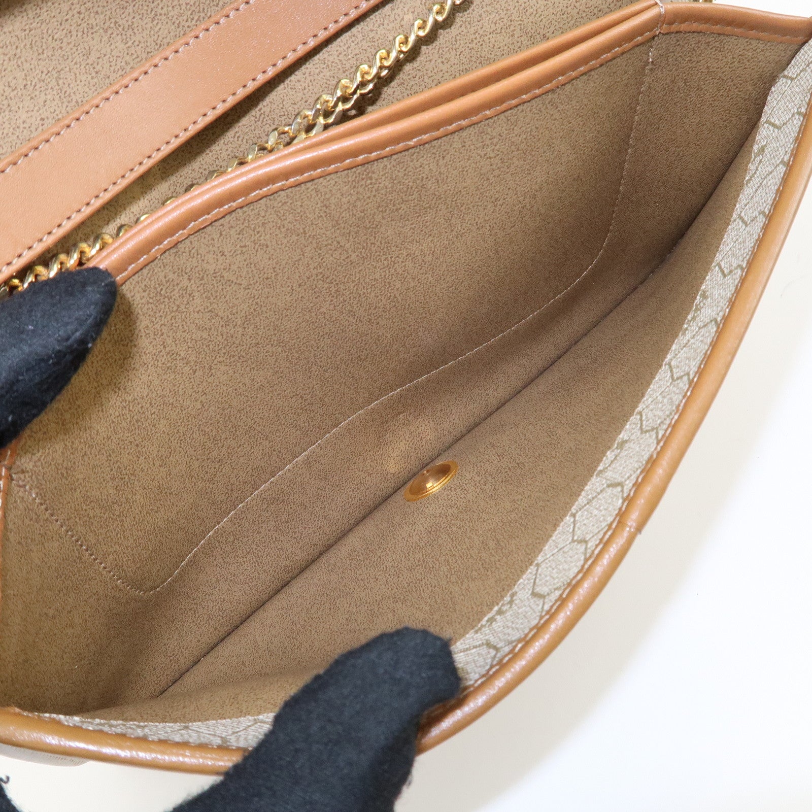 Christian Dior Honeycomb PVC Leather Chain Shoulder Bag Ivory Used