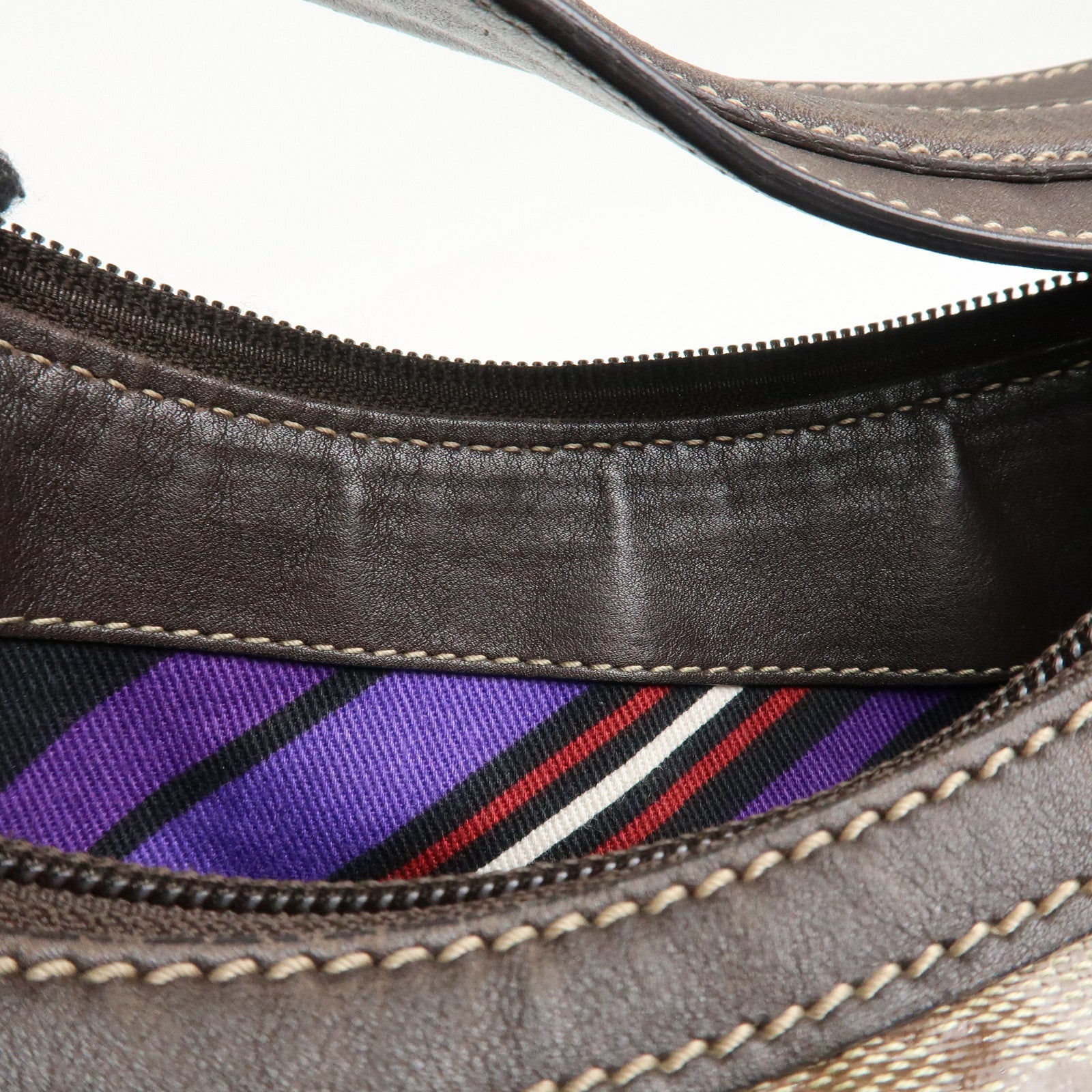 GUCCI GG Crystal Leather Shoulder Bag Hand Bag Brown 257297 Used