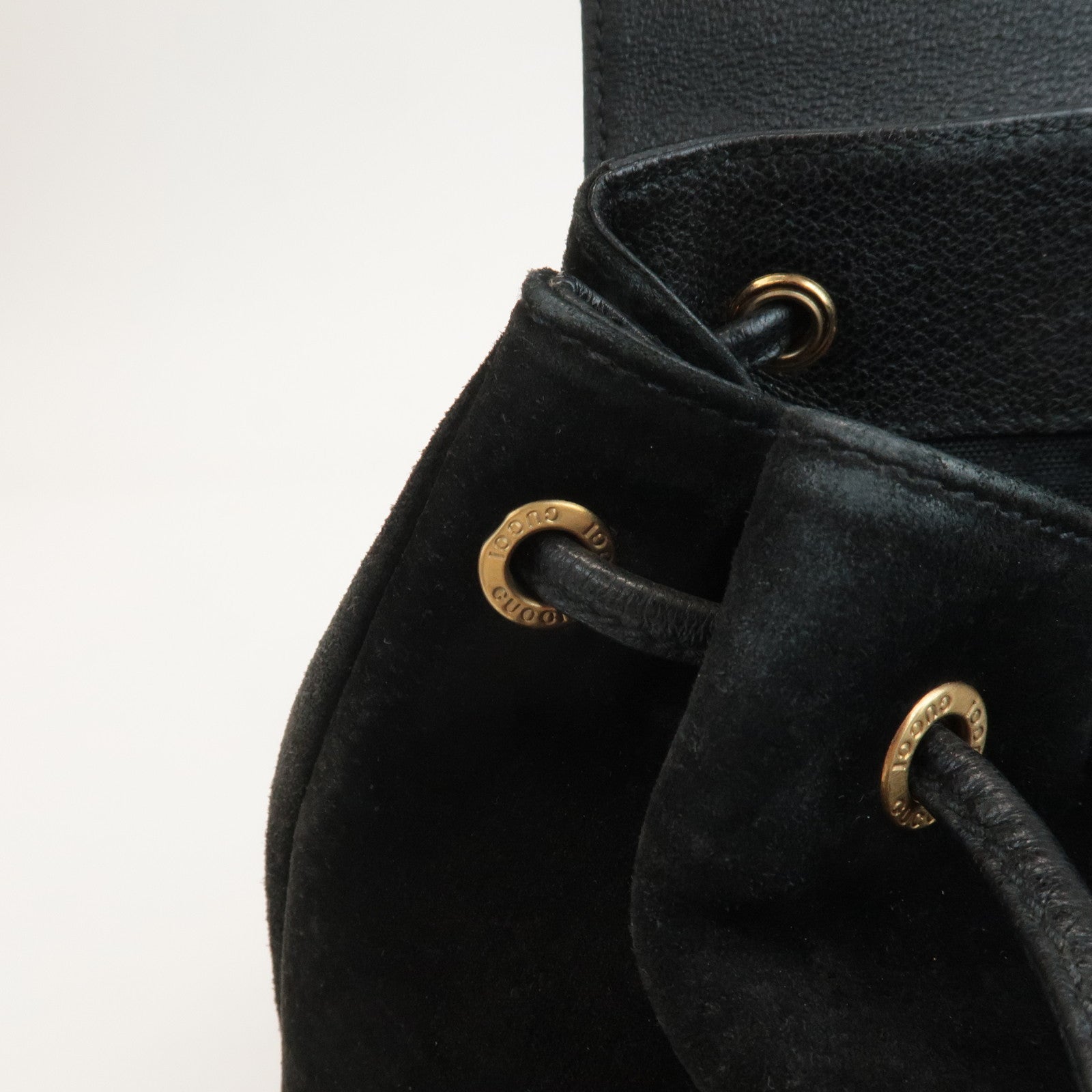 GUCCI Bamboo Suede Leather Mini Back Pack Black 00.2034.0030 Used