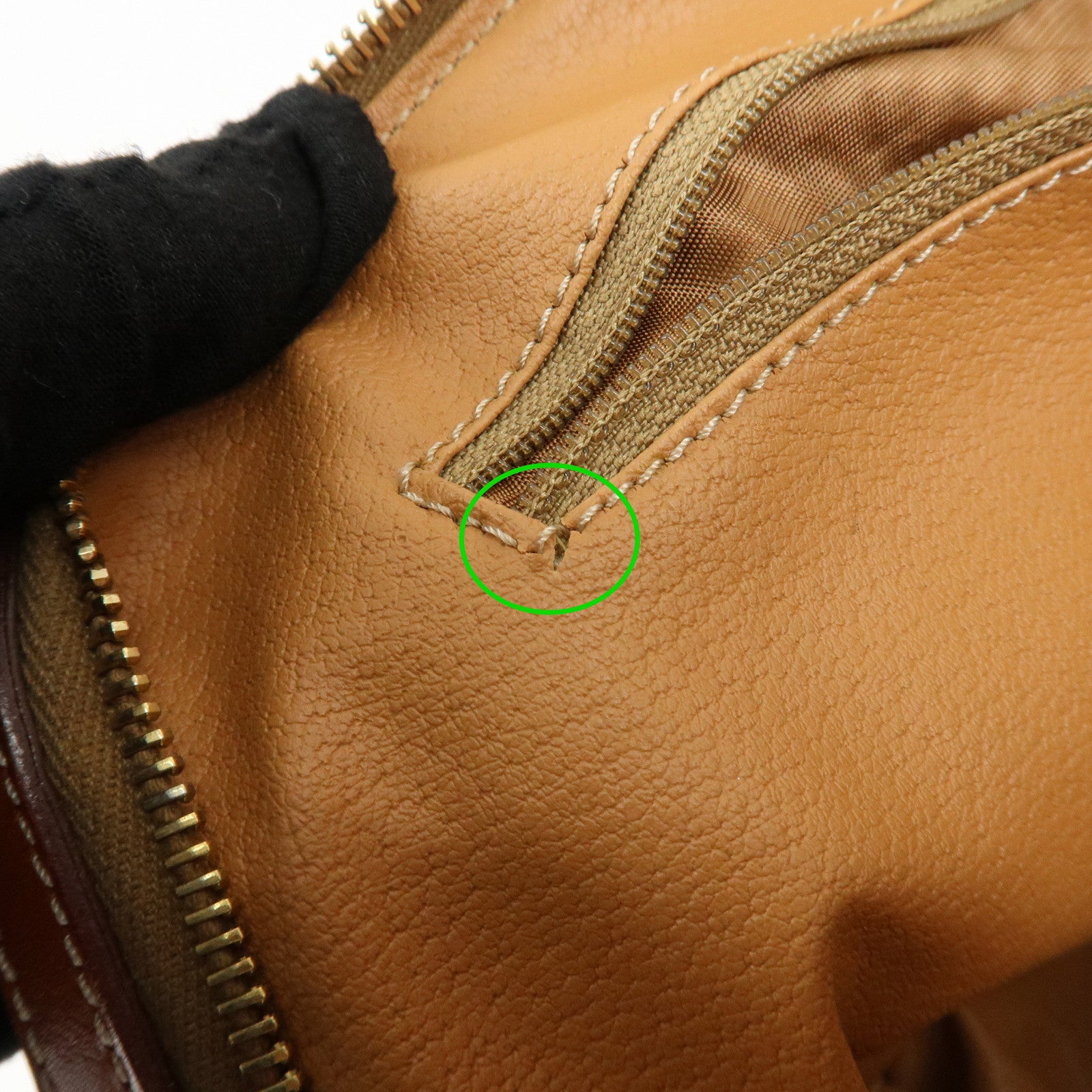 CELINE Macadam PVC Leather Boston Bag Hand Bag Brown Used