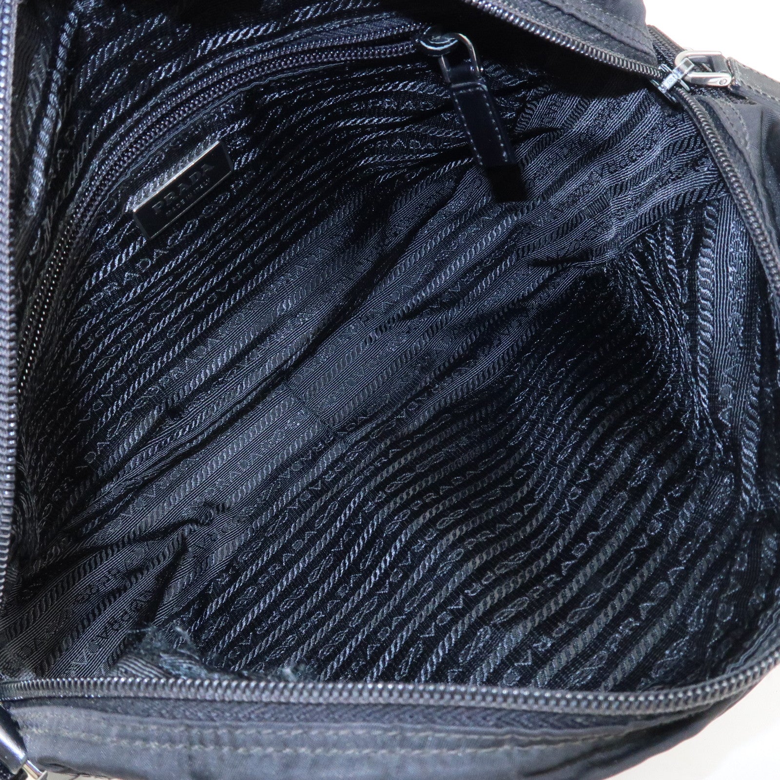 PRADA Logo Nylon Leather Shoulder Bag Crossbody Bag Black Used