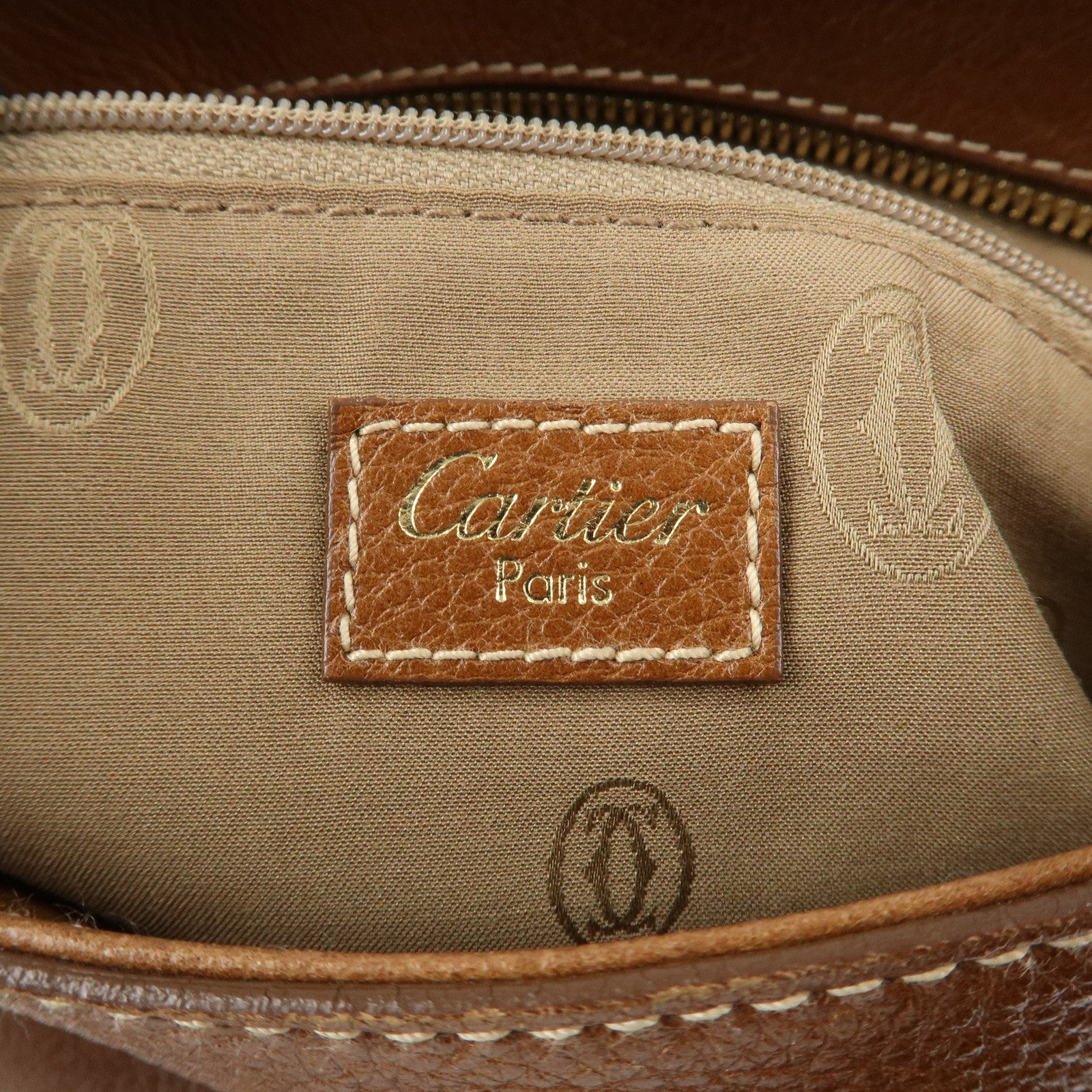 Cartier Leather Marcello de Cartier SM Hand Bag Brown Used